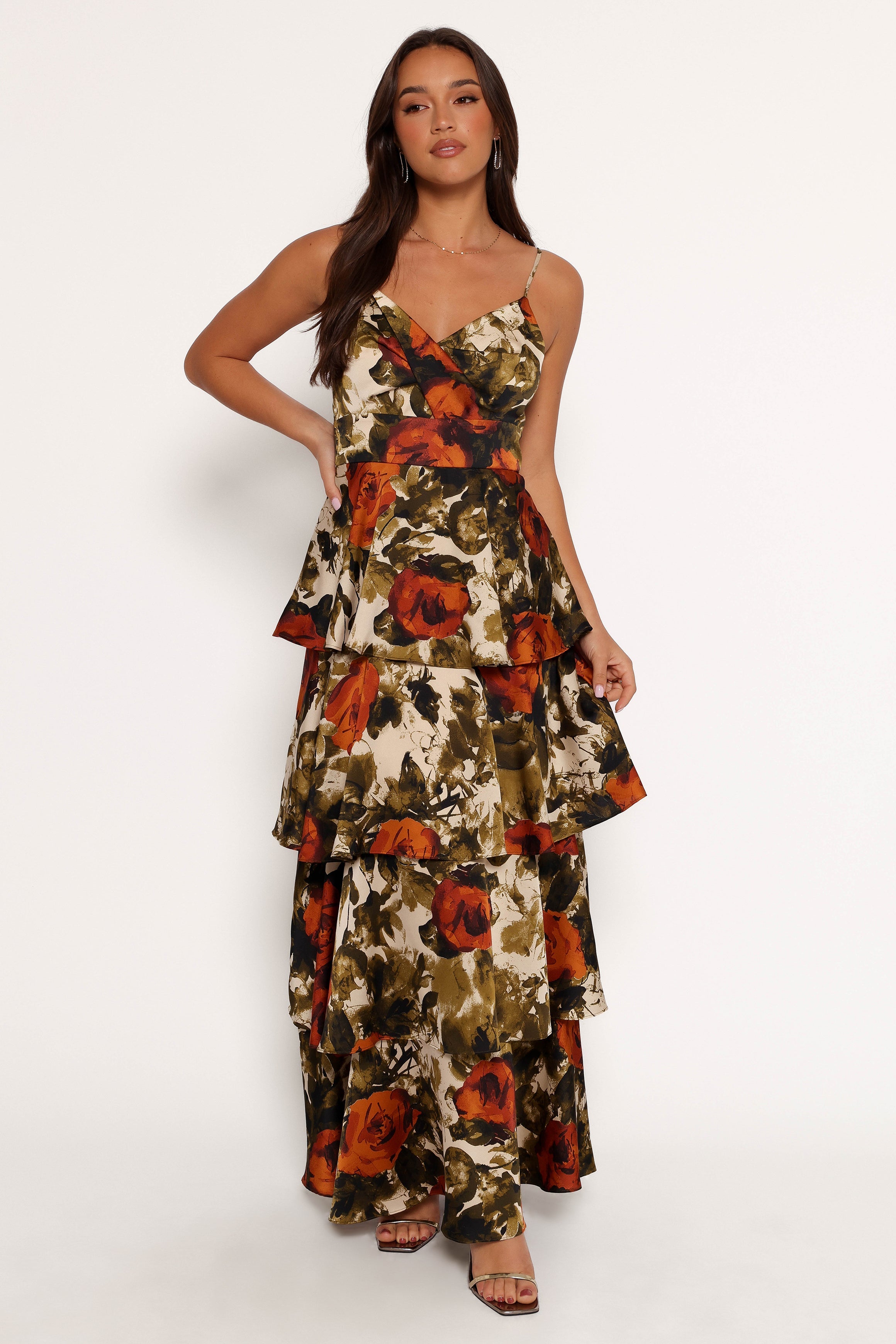 Benny Maxi Dress - Rust/Olive