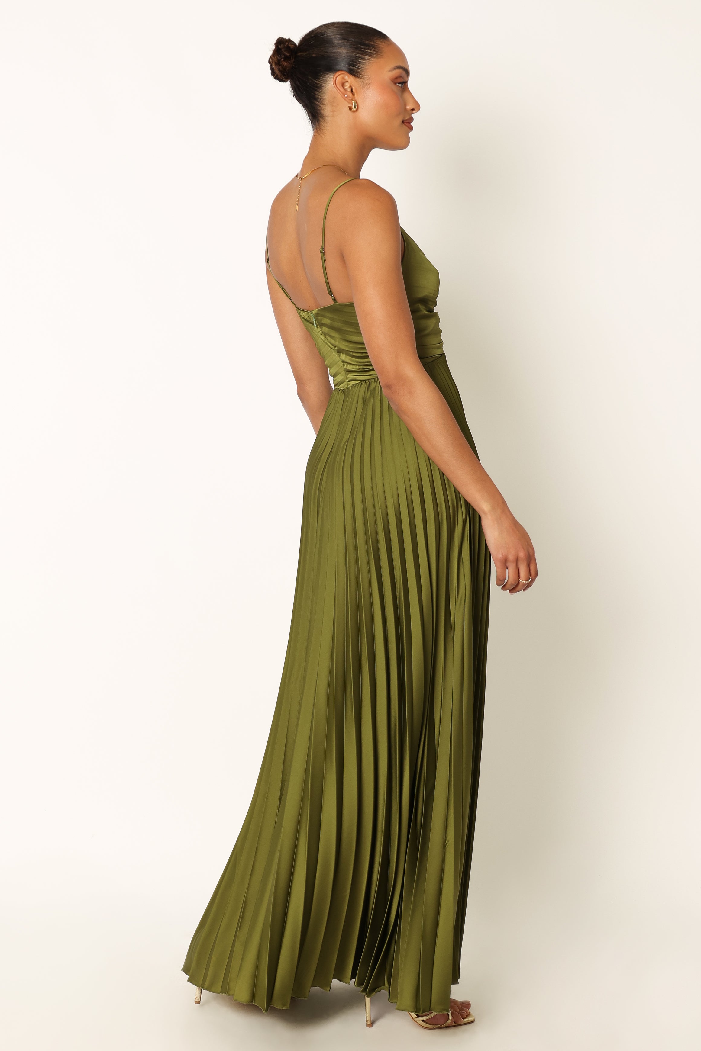 Naira Pleated Maxi Dress - Palm Green