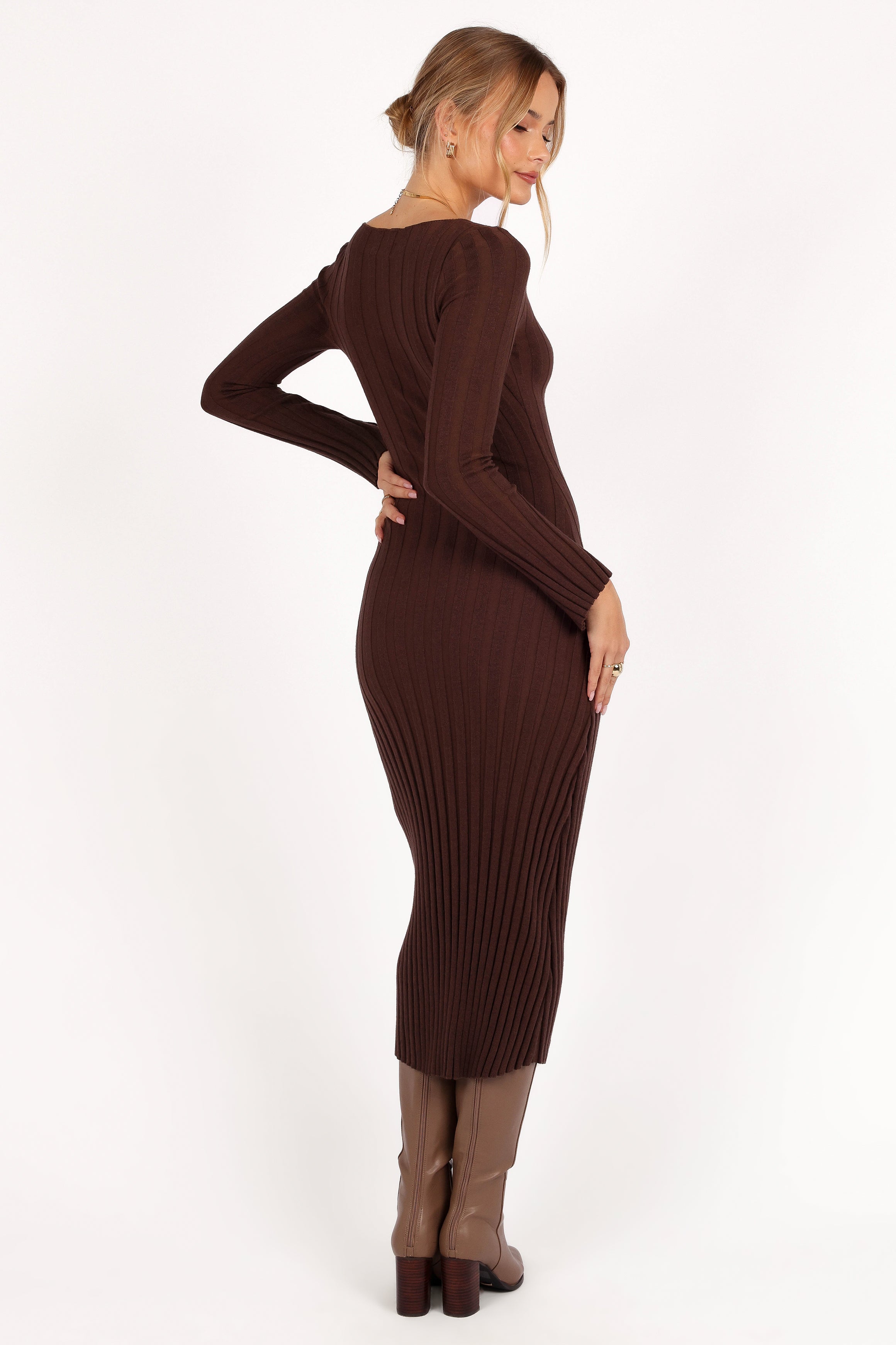 Jolene Long Sleeve Maxi Dress - Brown