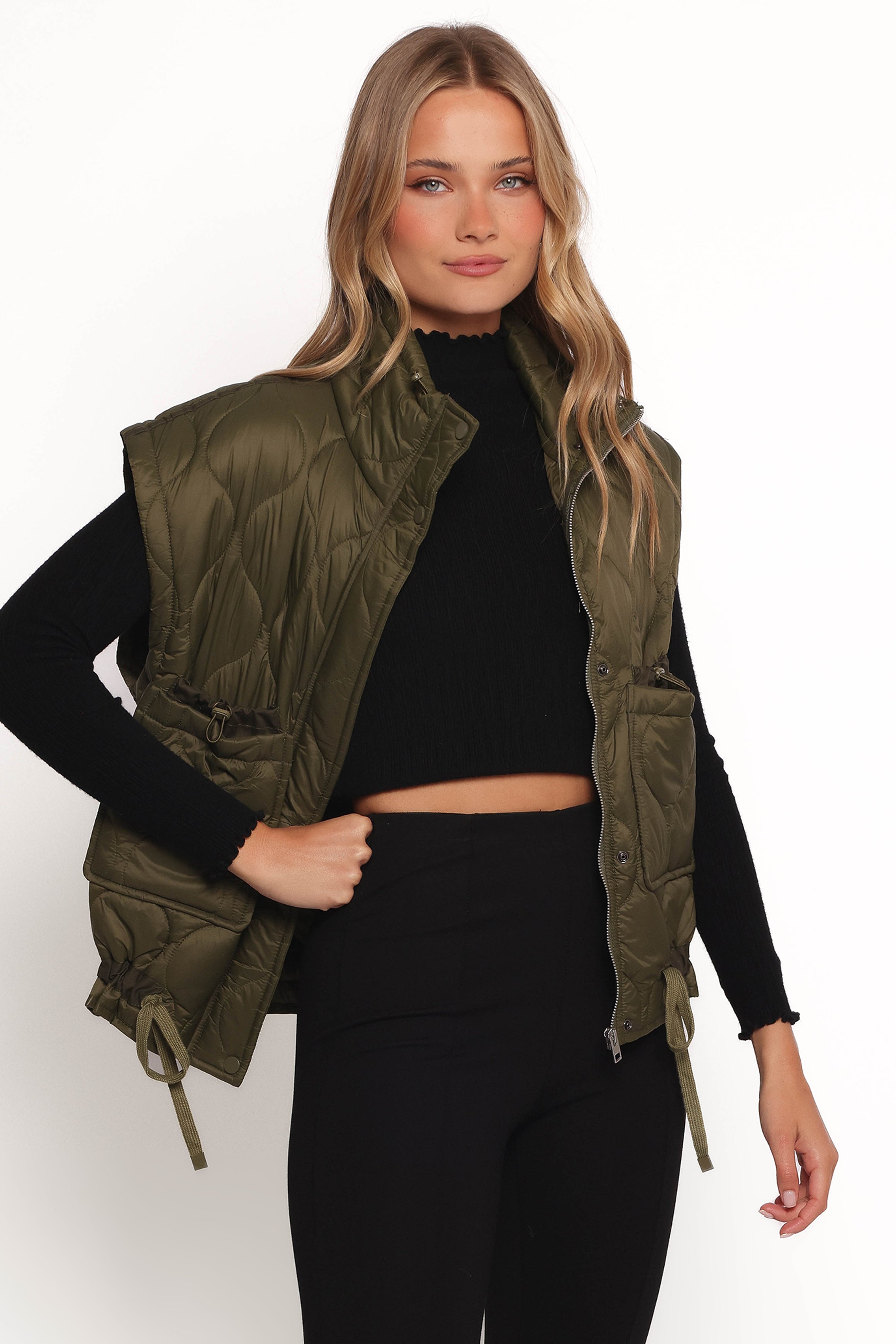 Haven Zip Front Puff Vest - Olive