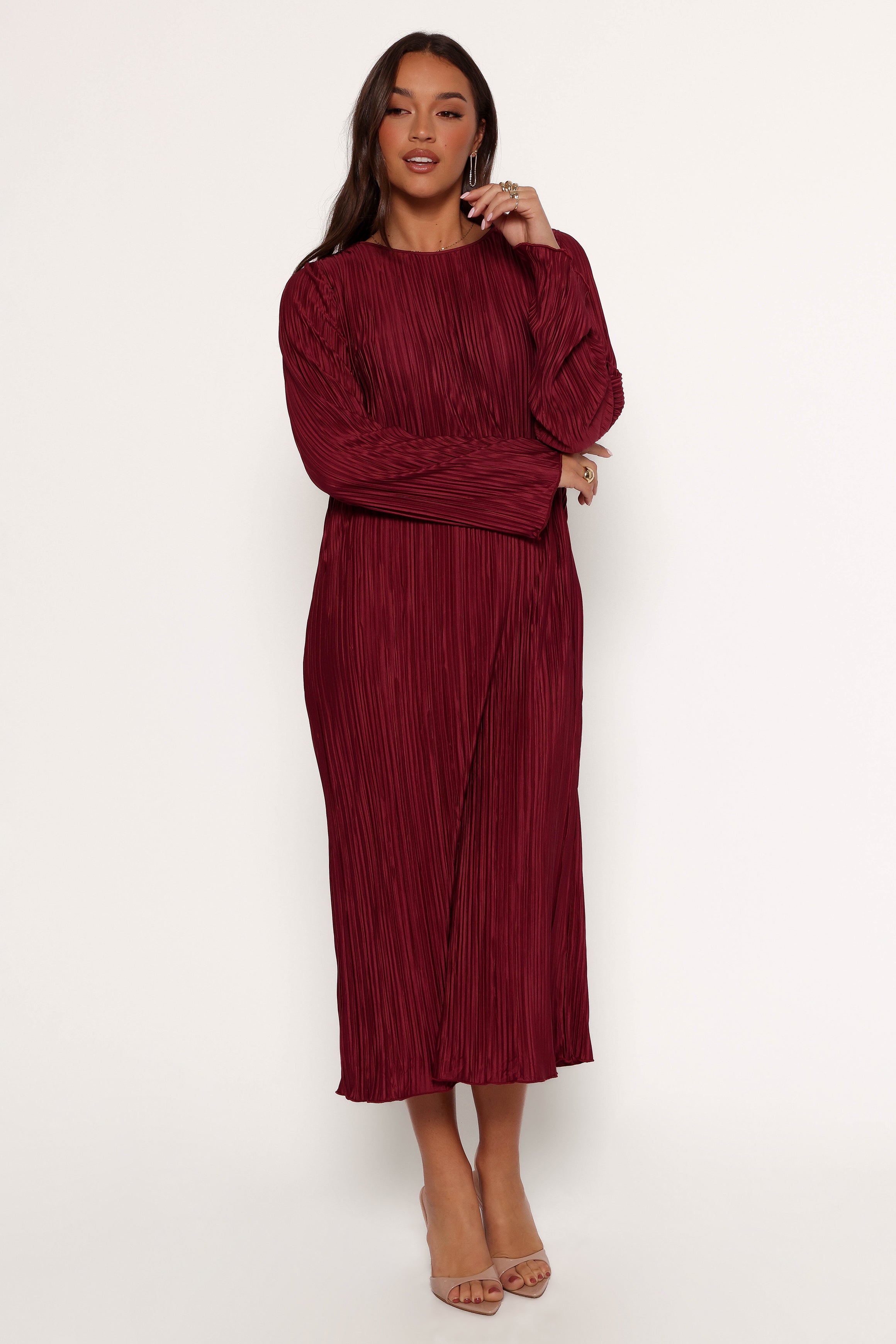 Tannikah Plisse Midi Dress - Ruby Wine