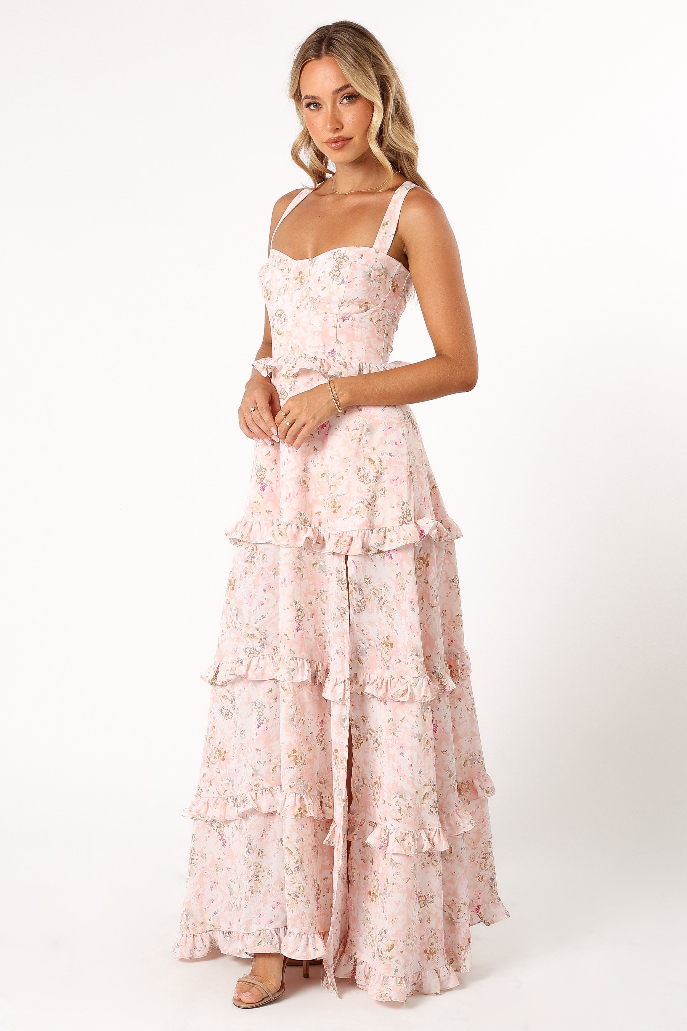 Lillee Tiered Maxi Dress - Pink Floral