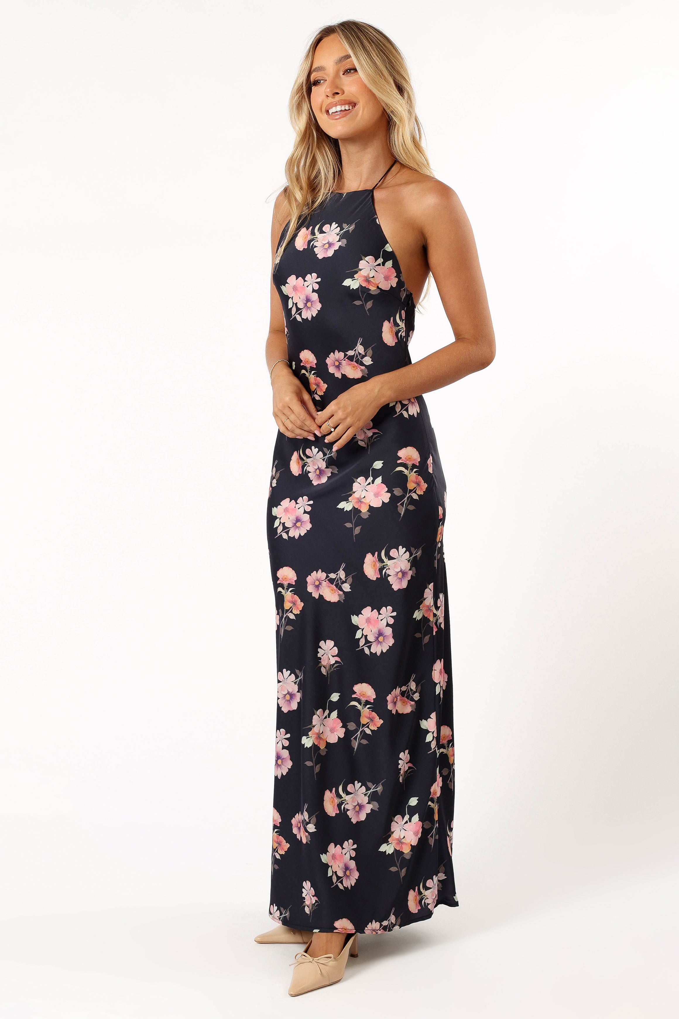 Hadley Halterneck Maxi Dress - Black Floral