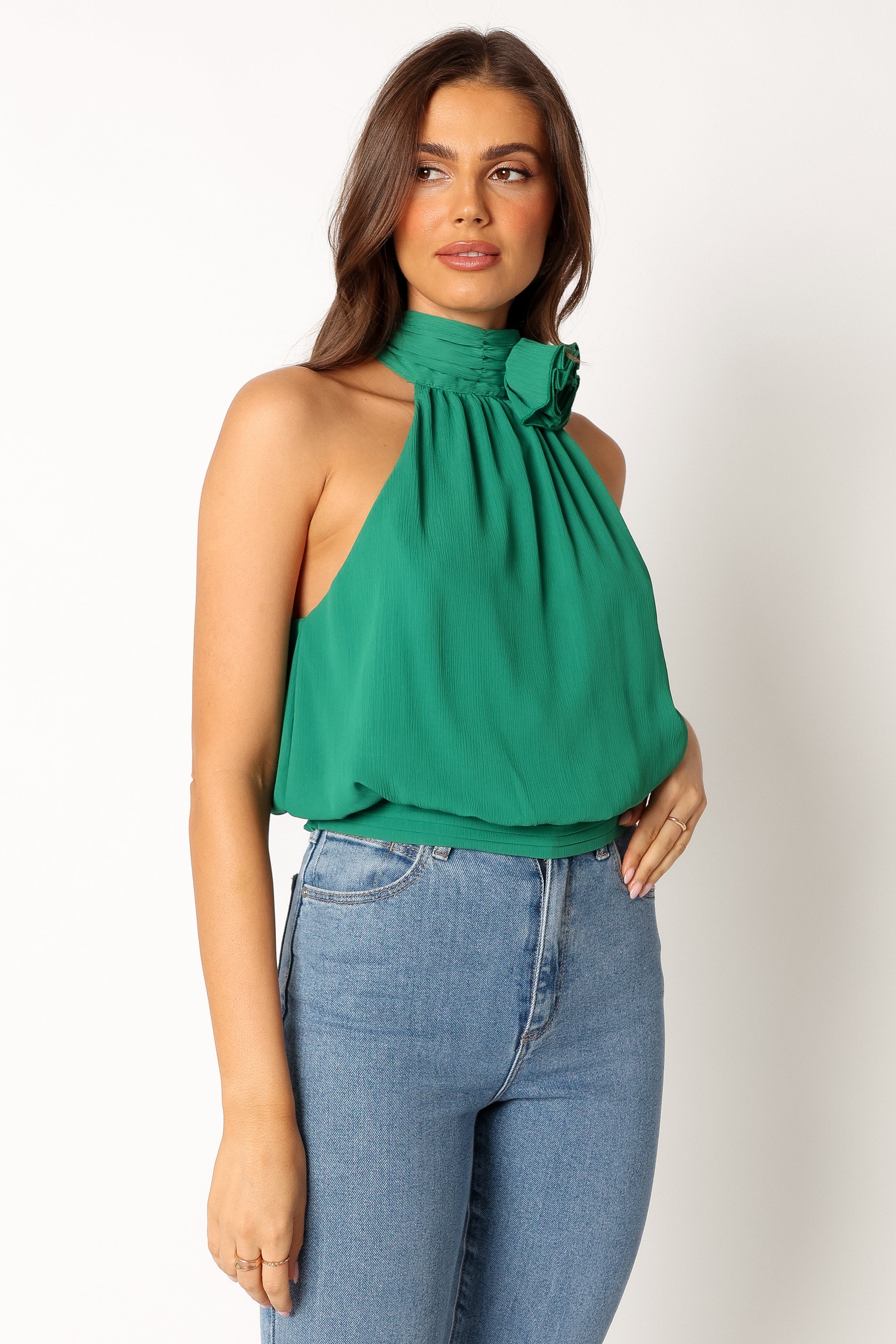 Avery Rosette Detail Top - Green