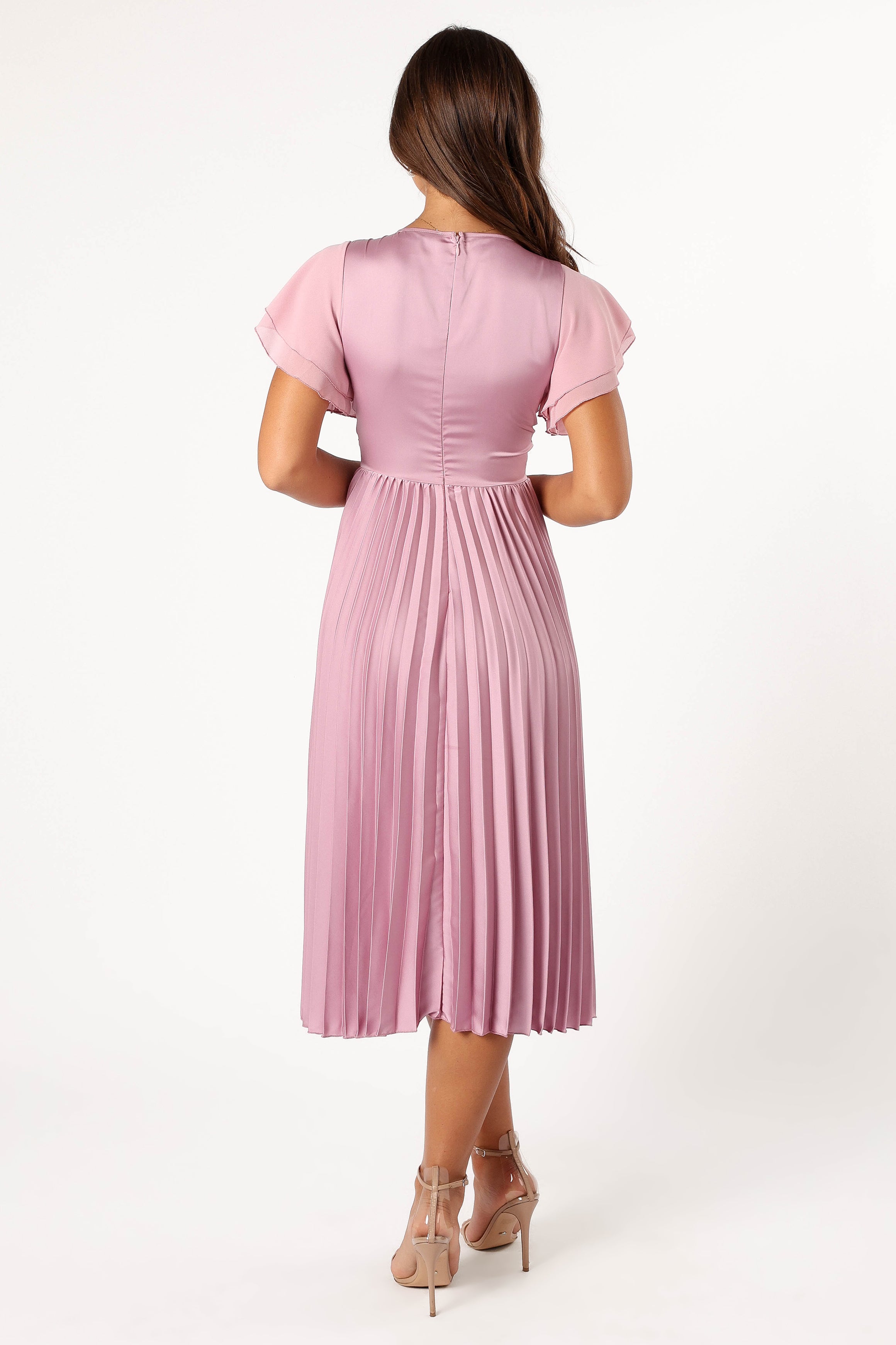 Nova Flutter Sleeve Midi Dress - Dusty Rose