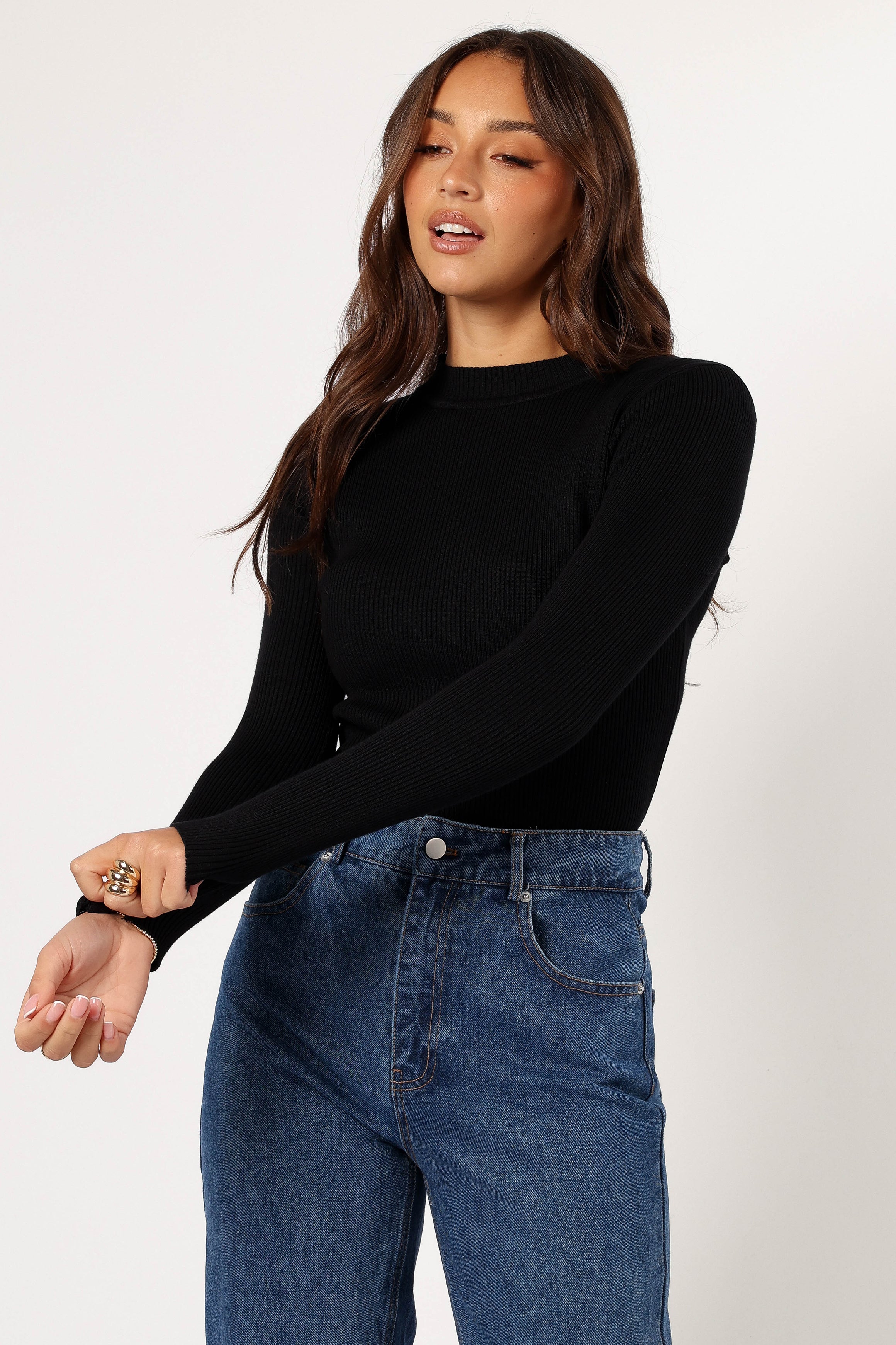 Tammy Ribbed Knit Top - Black