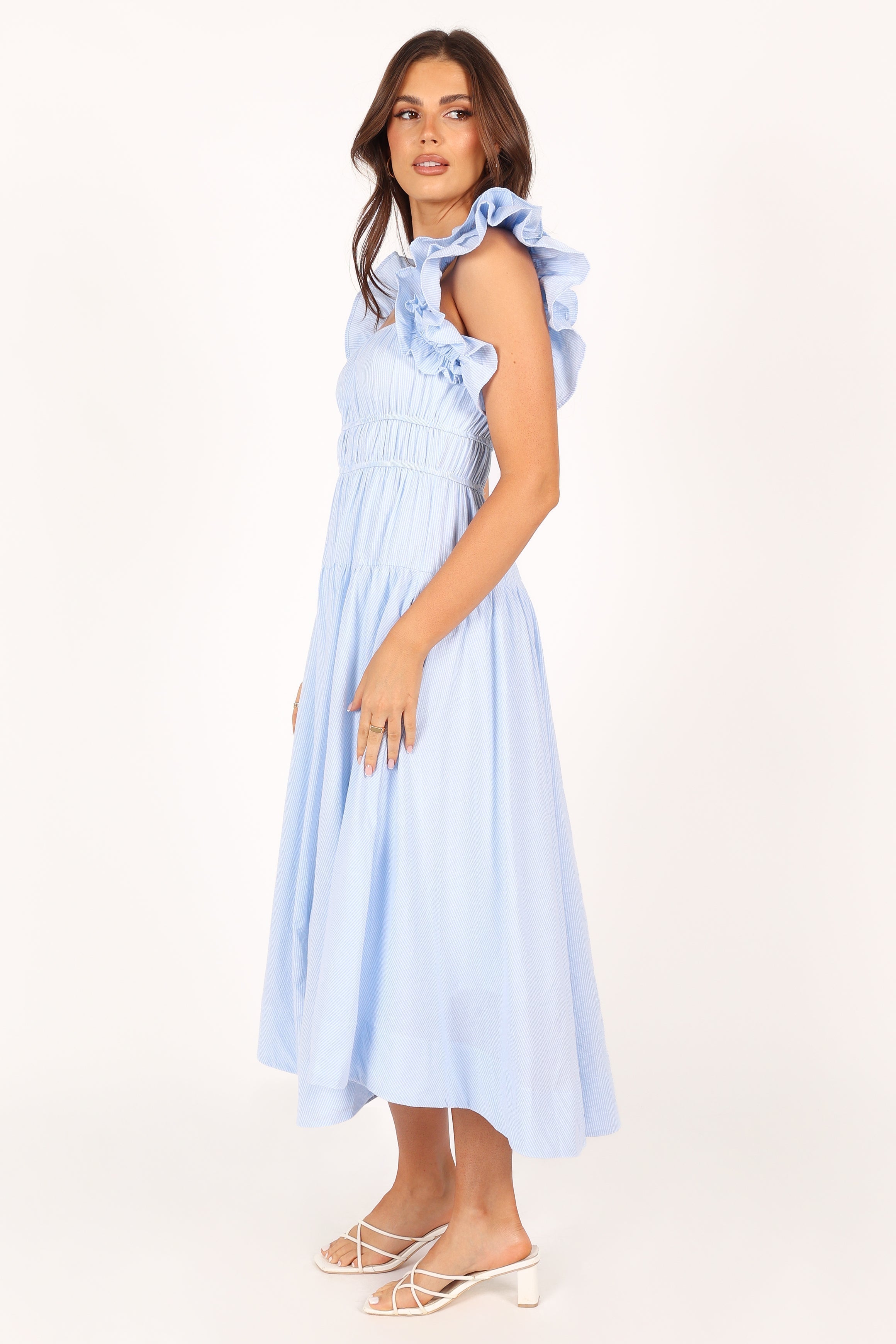 Linda Midi Dress - Blue Stripe