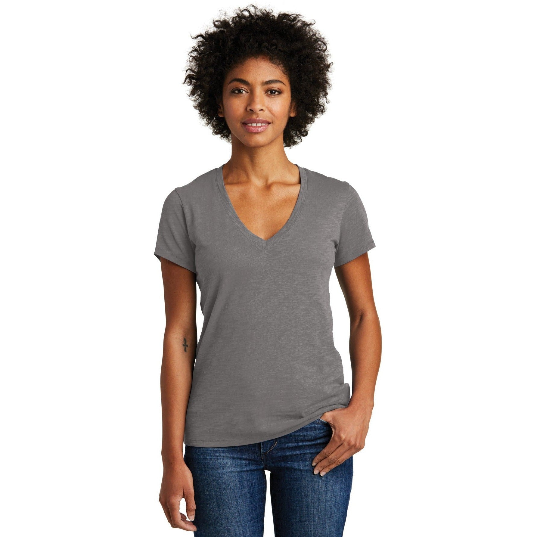 CLOSEOUT - Alternative Women's Weathered Slub So-Low V-Neck Tee