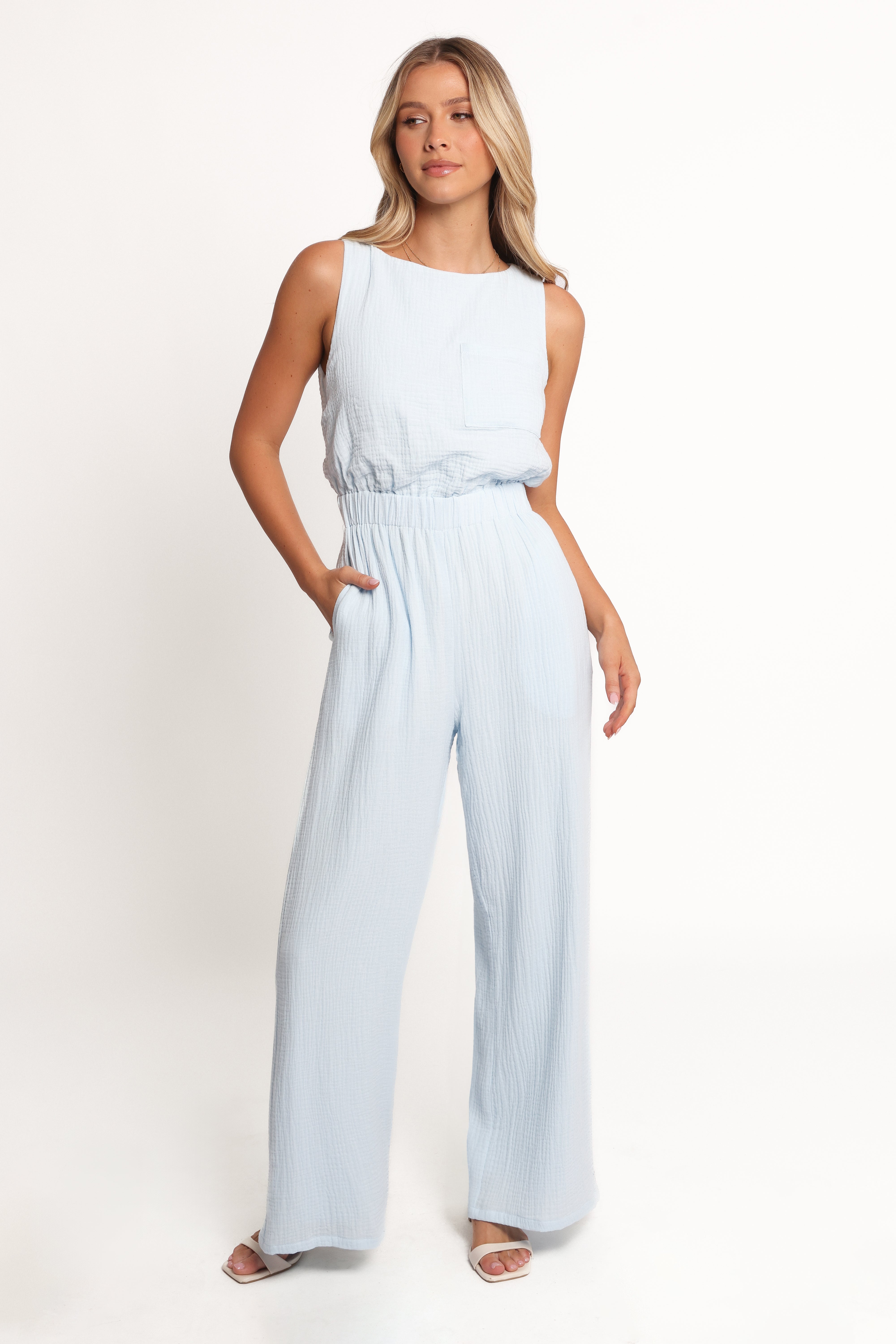 Brenna Cotton Jumpsuit - Pale Blue