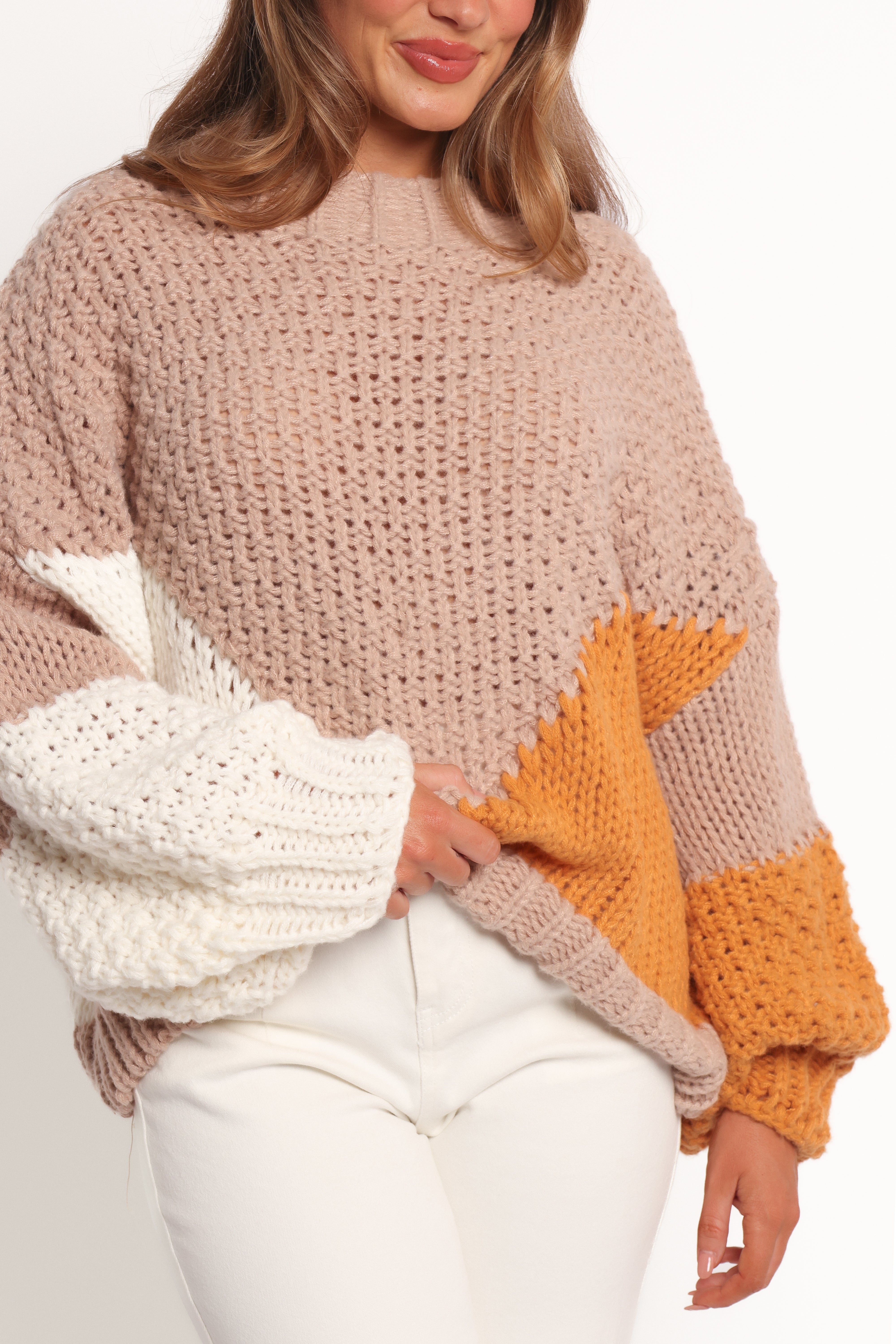 Koda Pattern Knit Sweater - Beige Multi