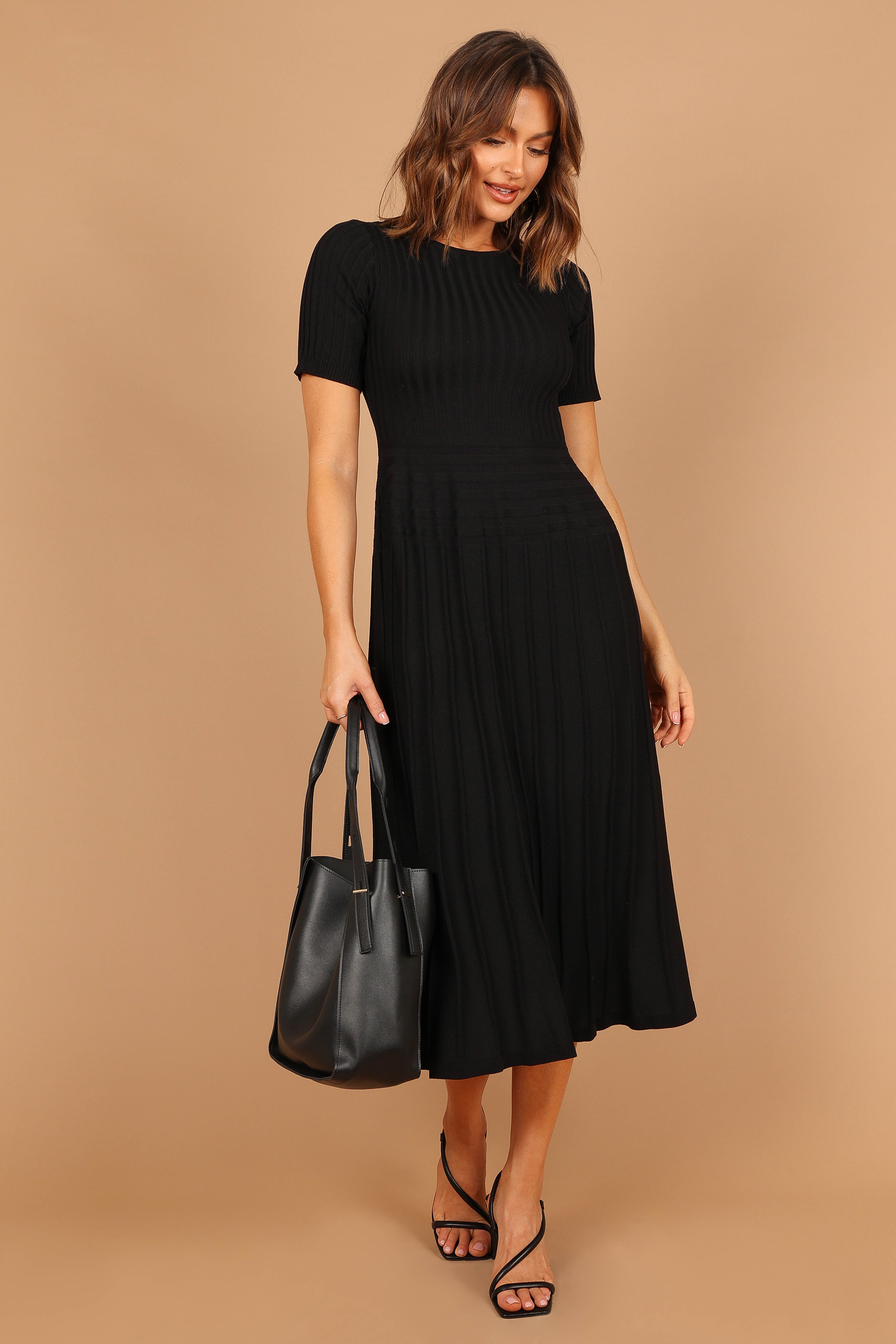 Audrina Knit Midi Dress - Black