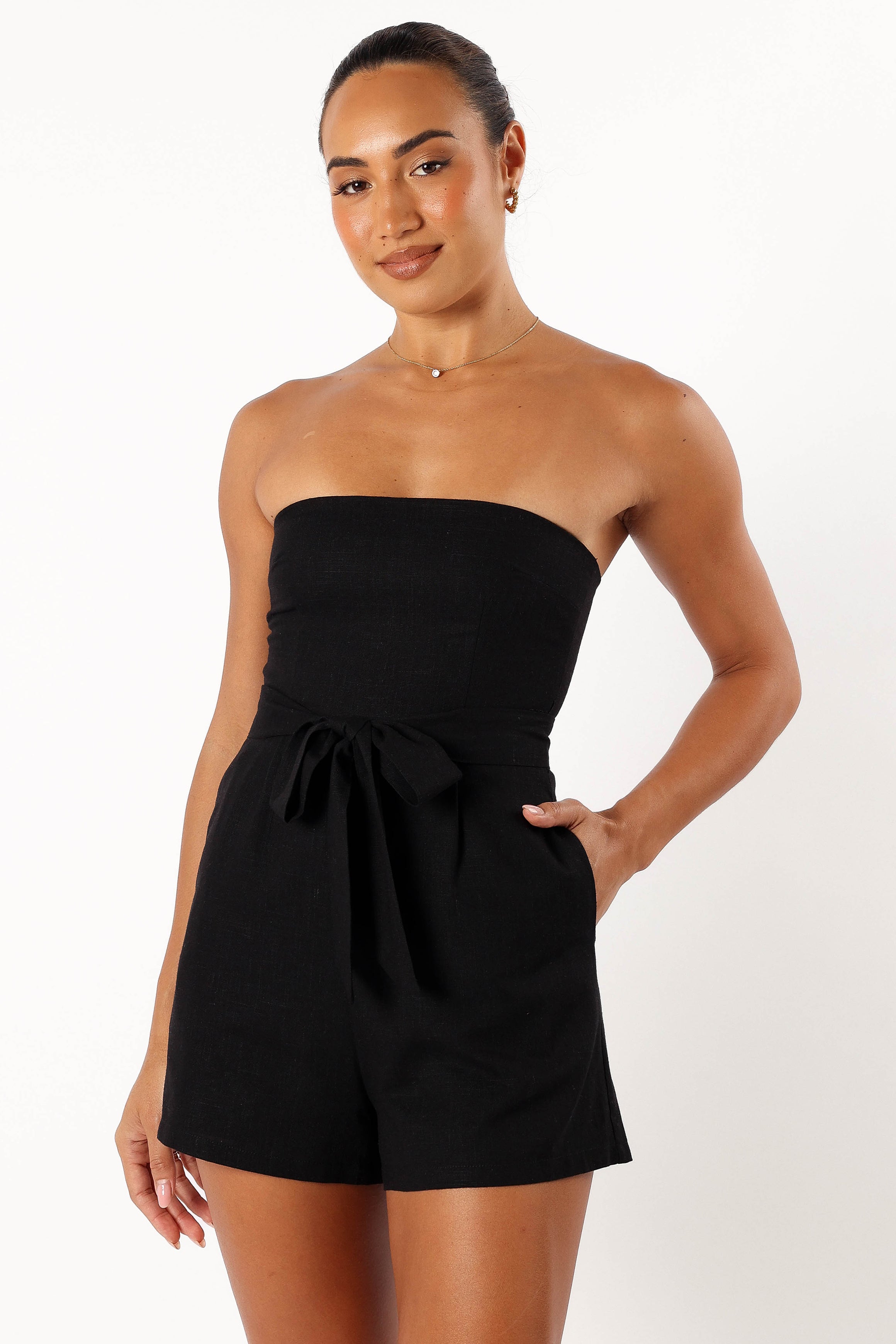 Christie Strapless Romper - Black