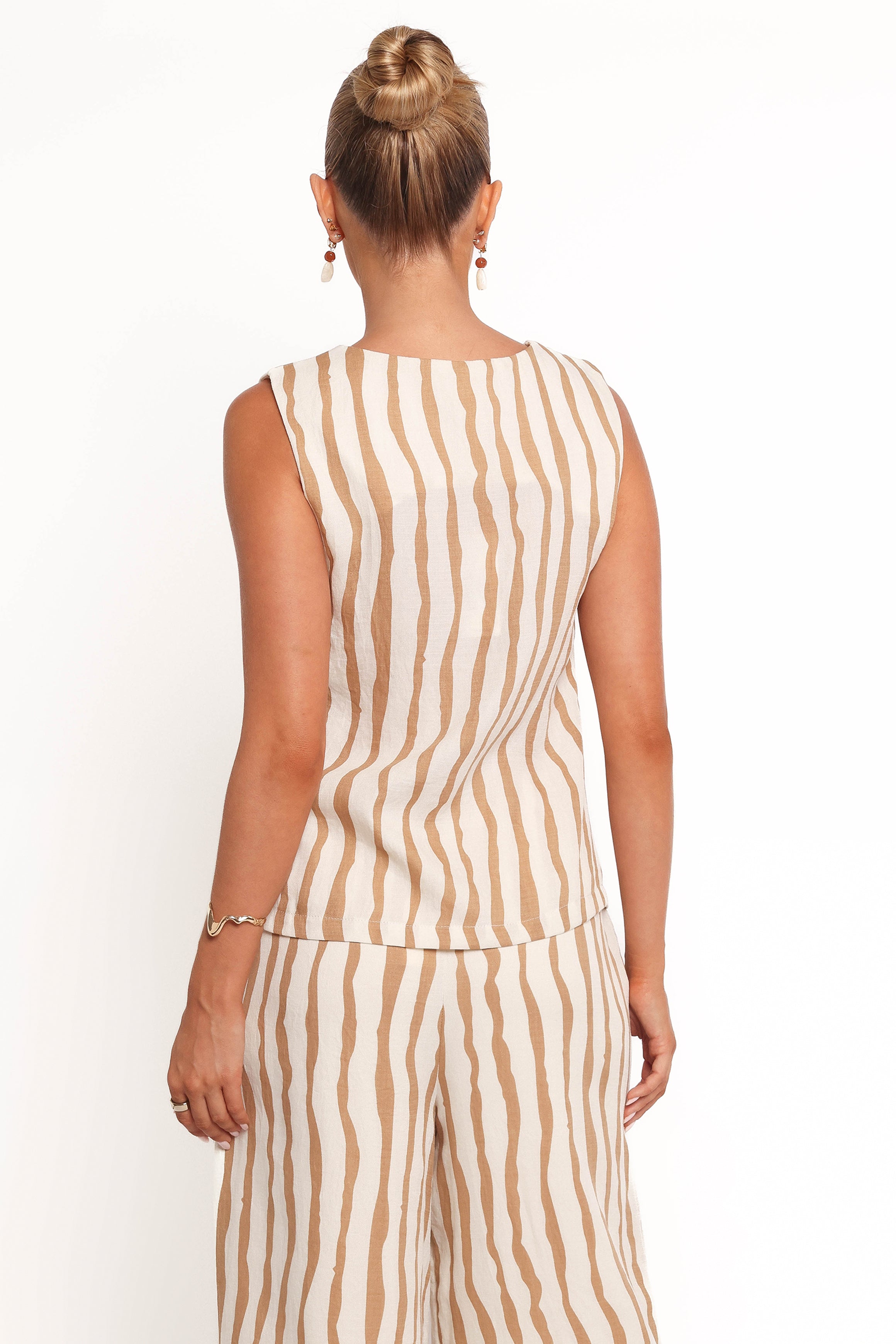 Marmo Tie Vest Top - Tan Stripe