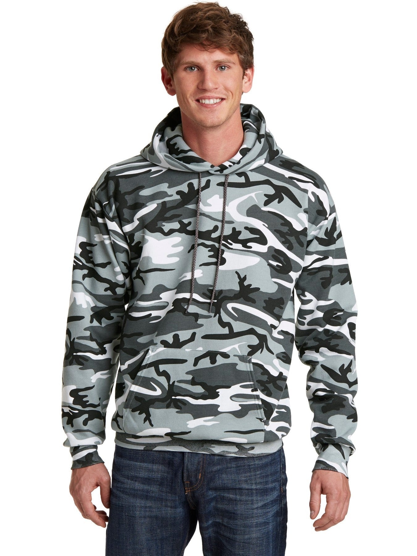 OUTLET-Port & Company Core Fleece Camo Pullover Hooded Sweatshirt