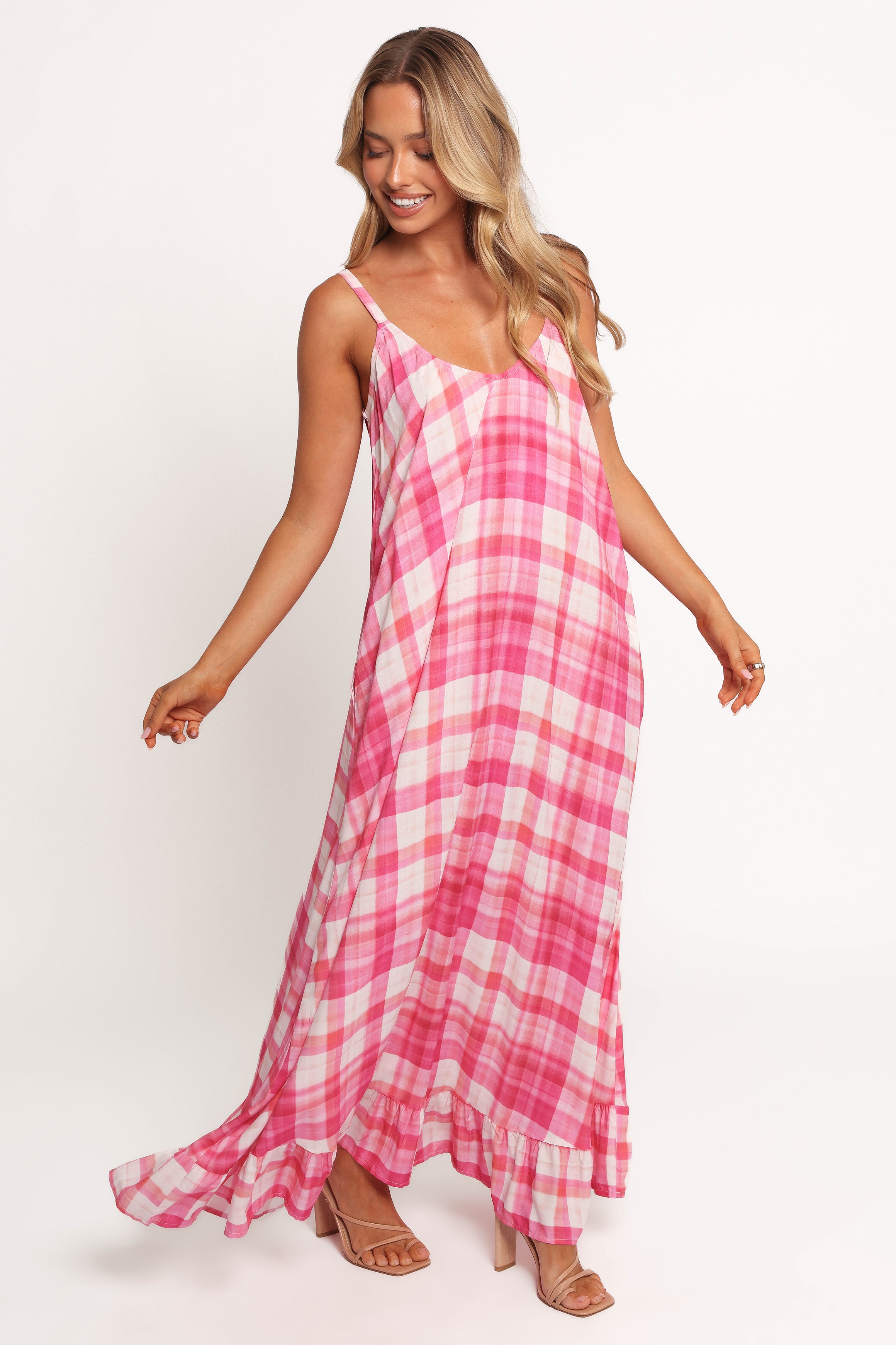 Perle Maxi Dress - Pink Check