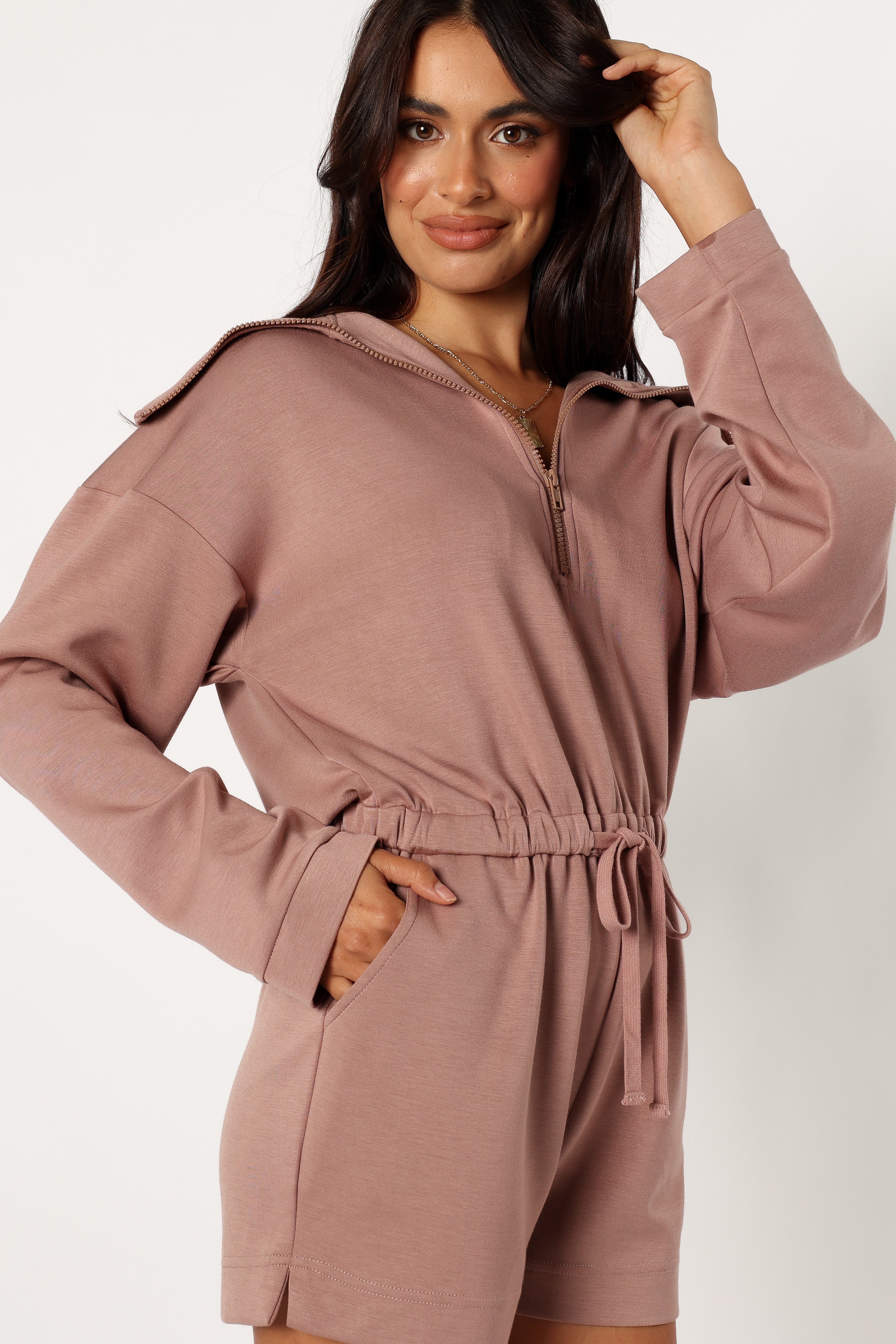 Peri Sweater Romper - Mocha