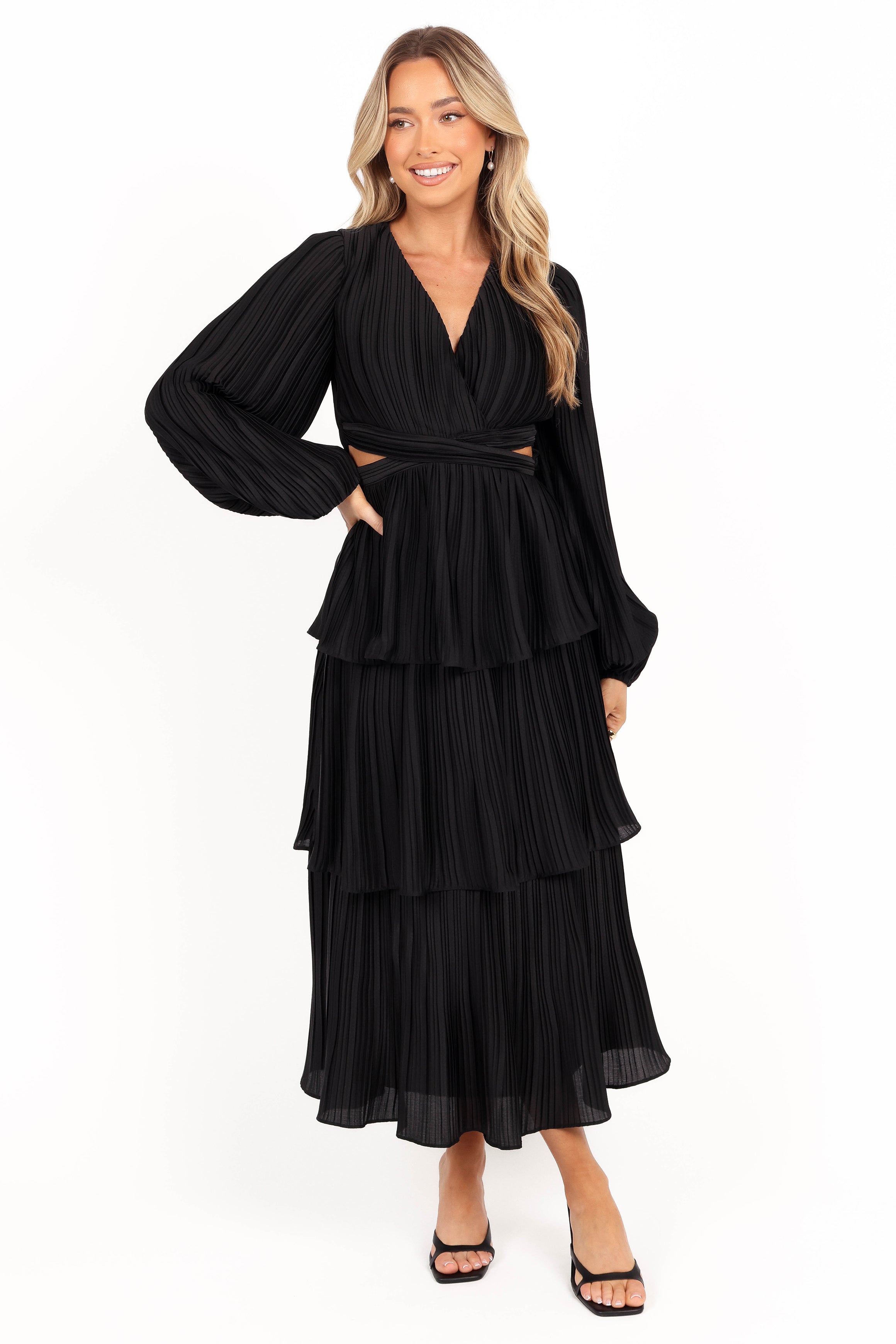 Pippa Long Sleeve Midi Dress - Black