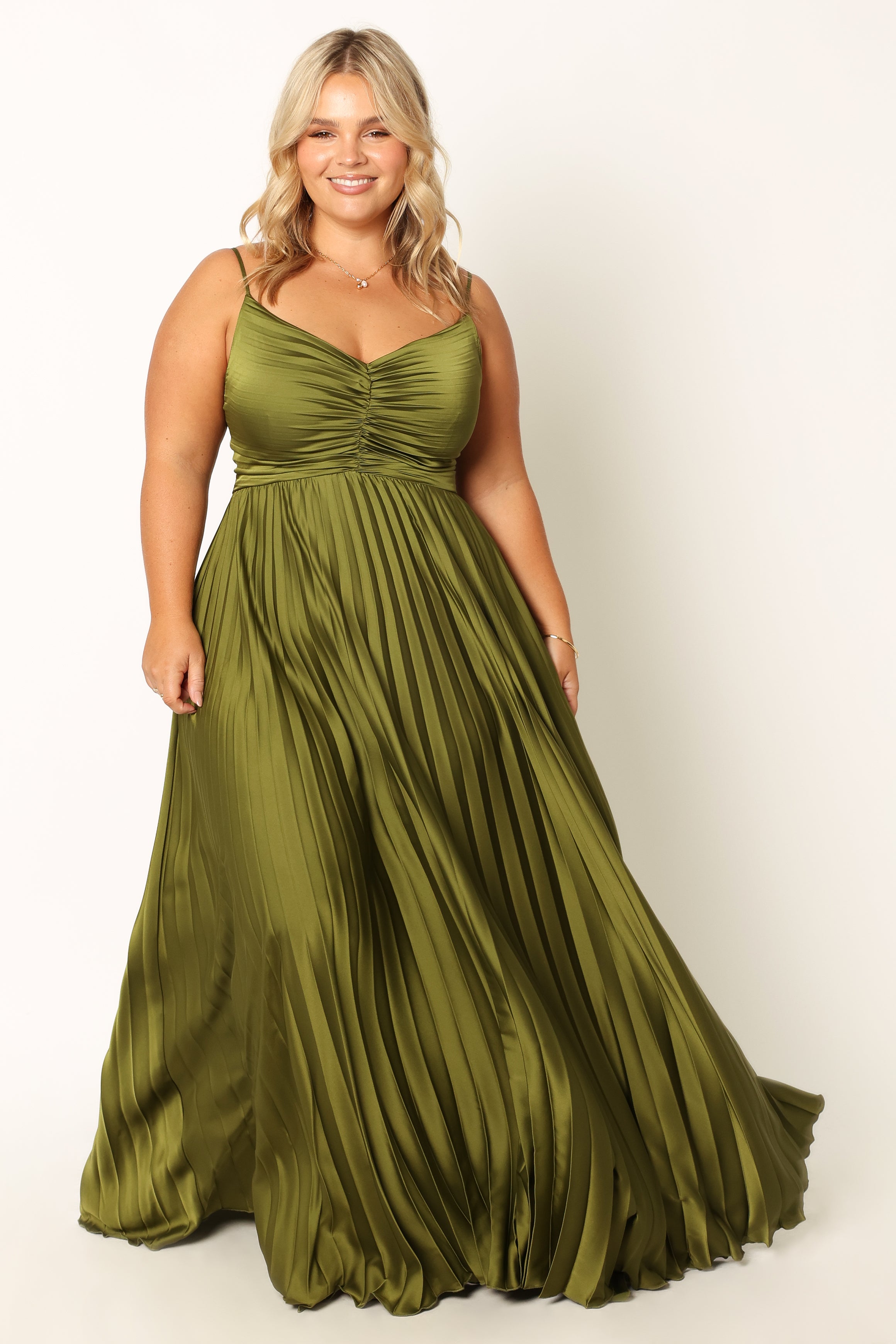 Naira Pleated Maxi Dress - Palm Green