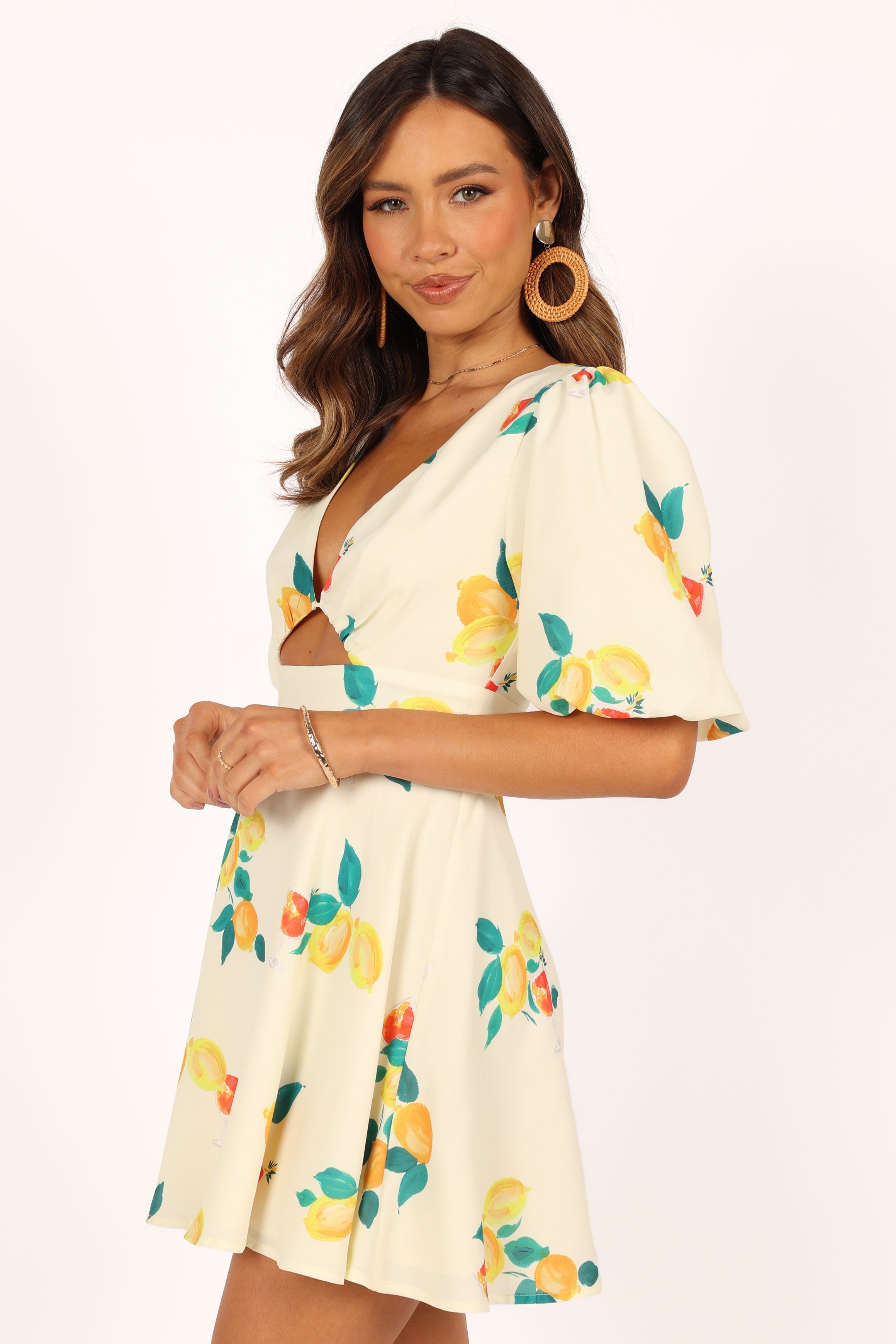 Mikaela Mini Dress - Lemon Print