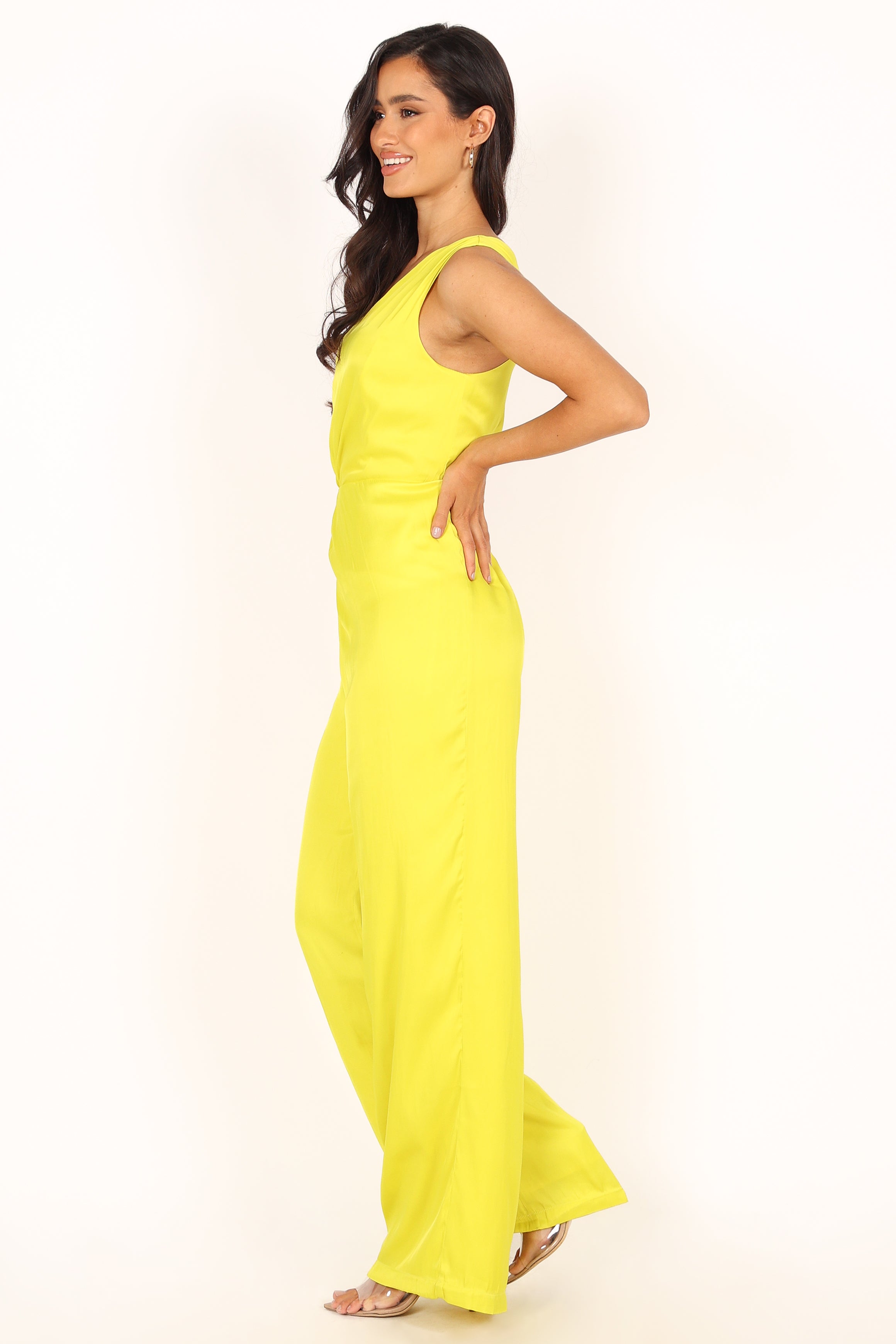 Isabel One Shoulder Jumpsuit - Lime