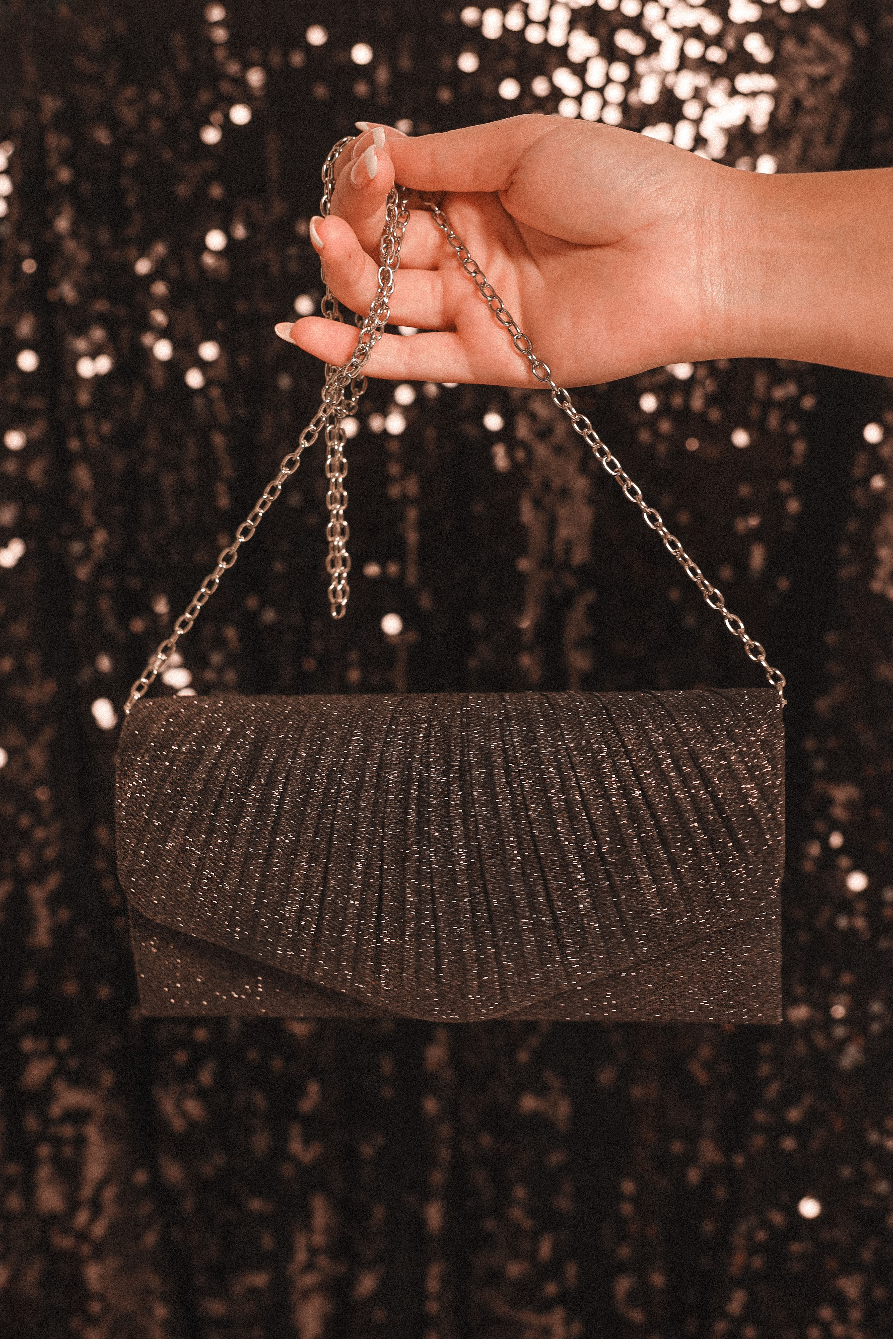 Audrina Clutch - Black Sparkle