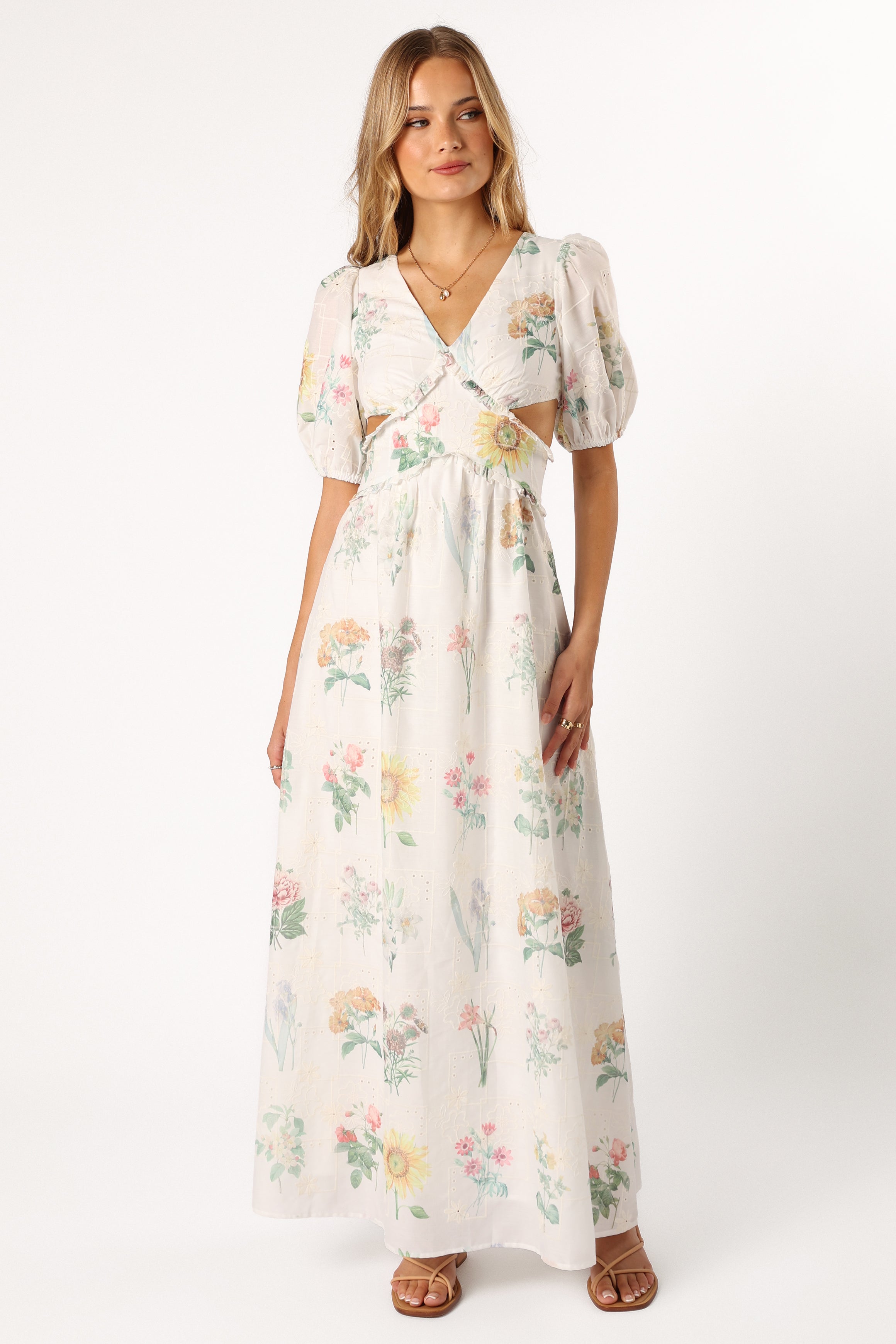 Jemima Puff Shoulder Maxi Dress - Floral