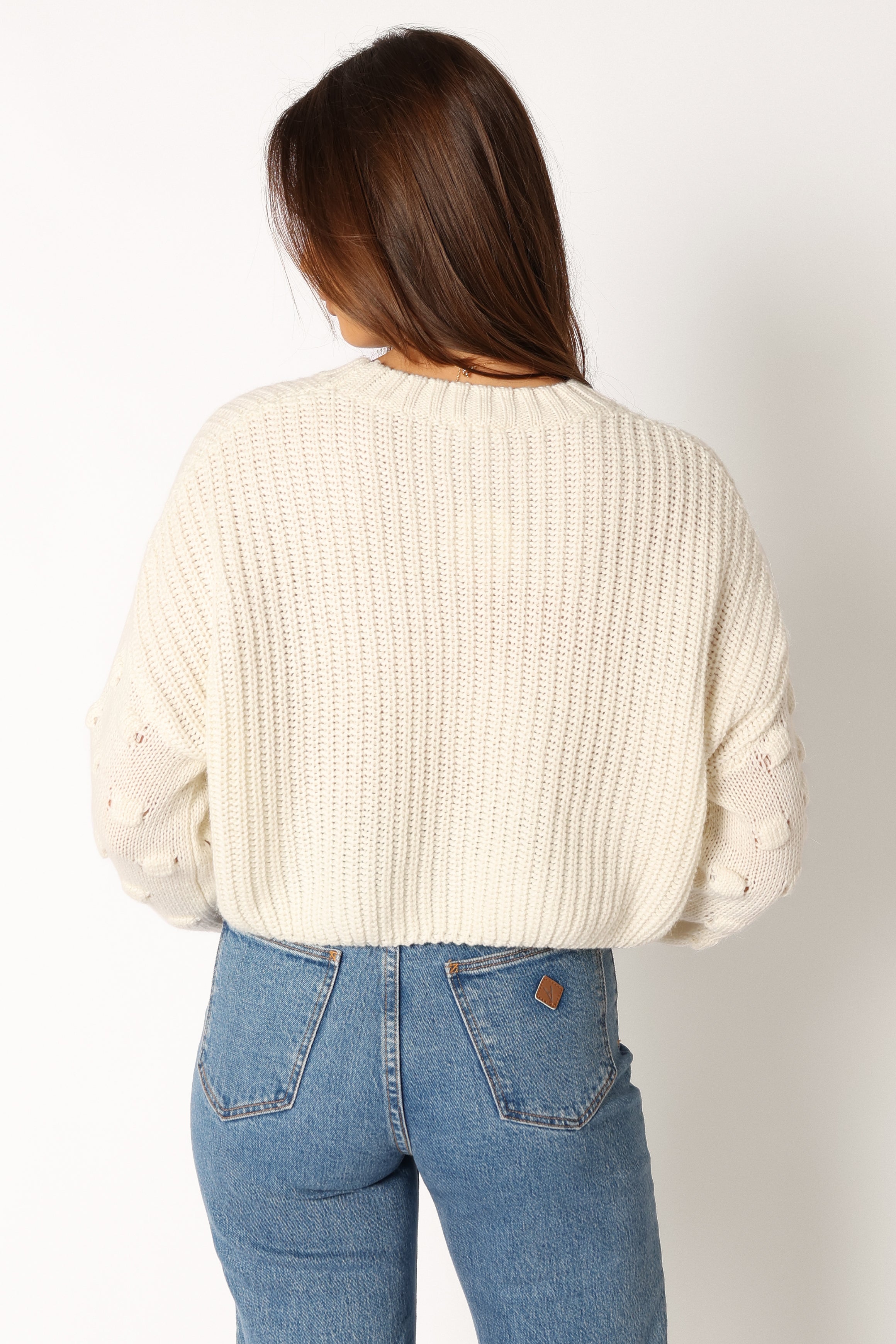 Catalina Polka Dot Texture Knit Sweater - Ivory