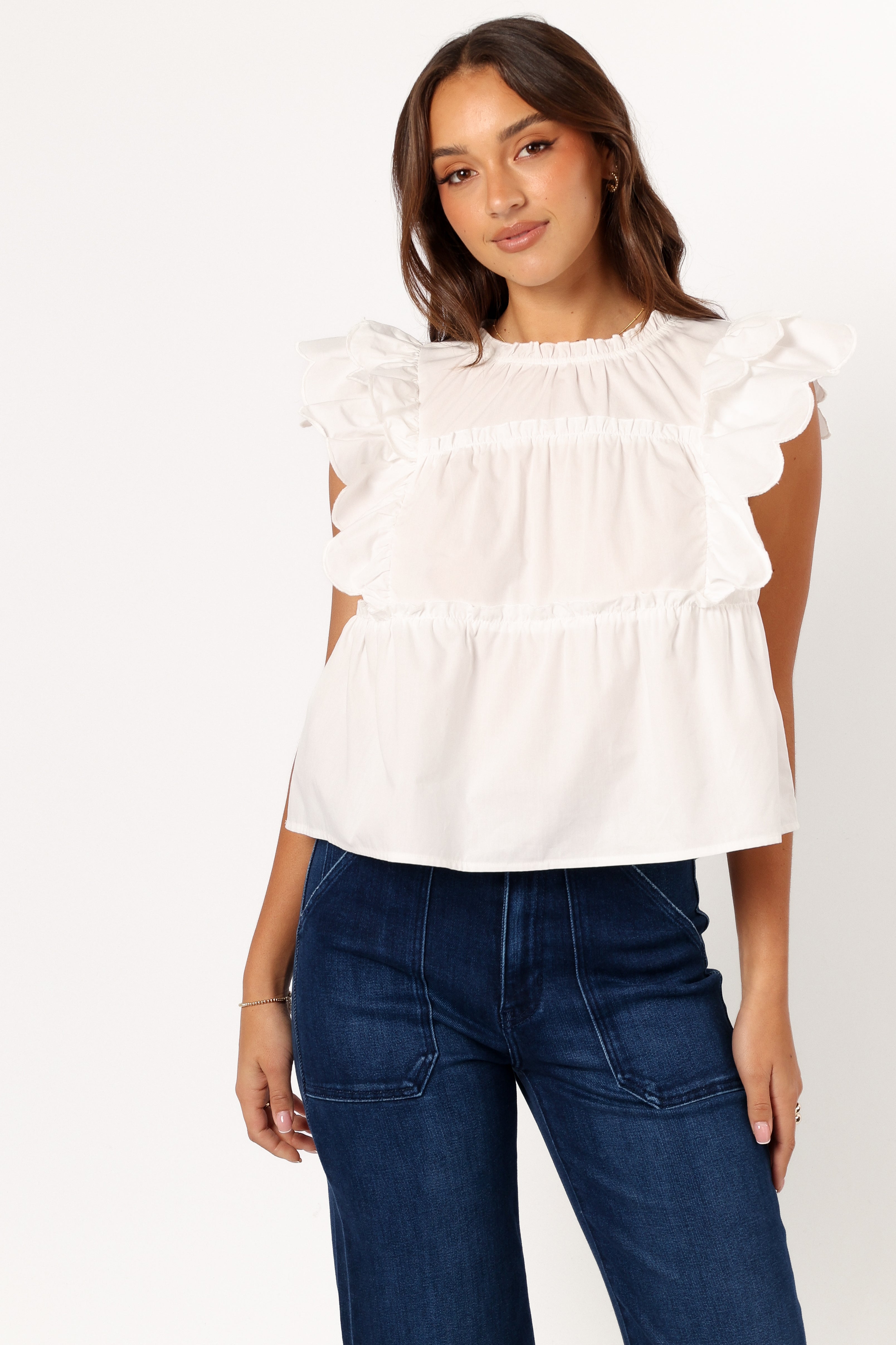 Elaine Ruffle Top - Off White