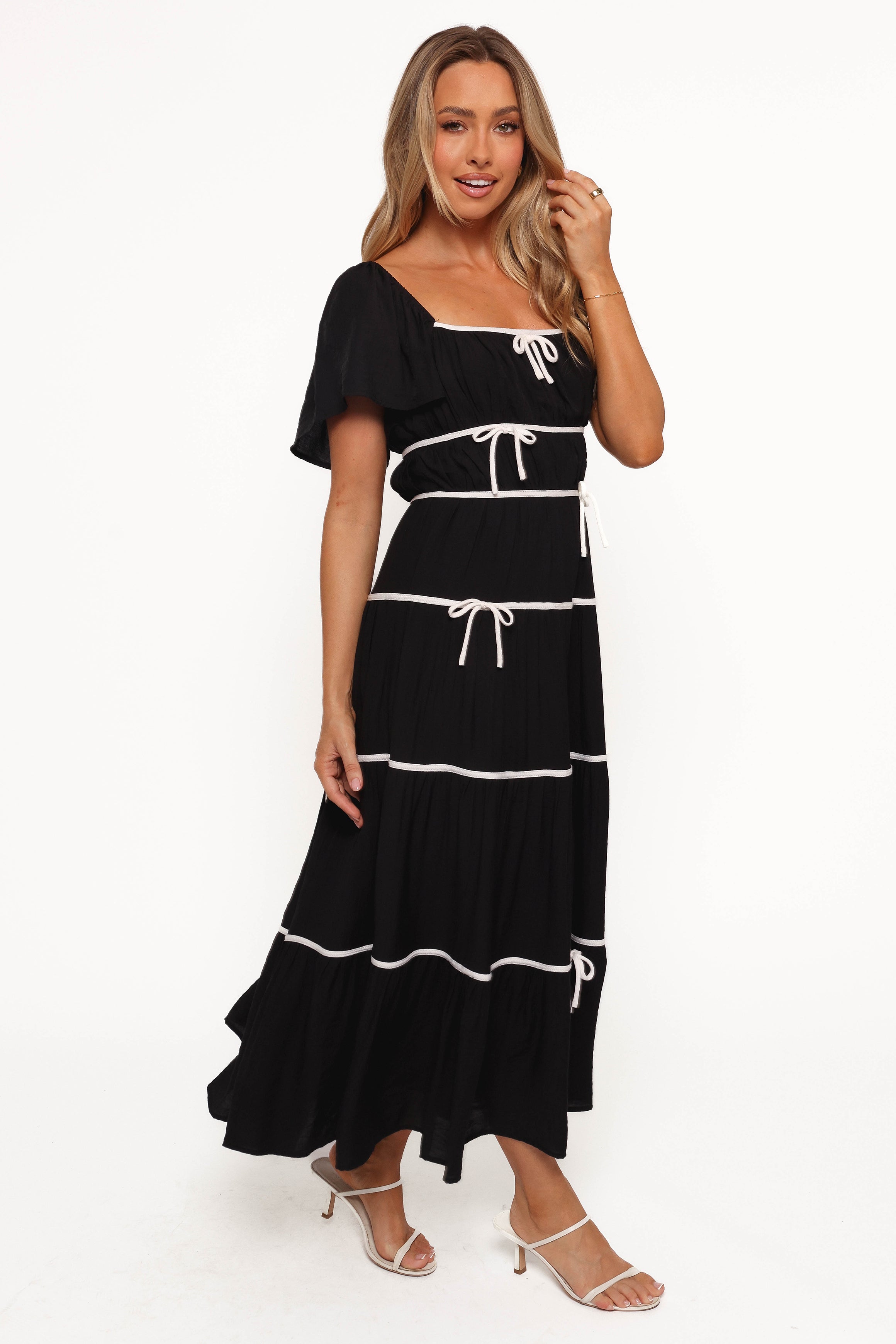 Harvey Maxi Bow Dress - Black/White