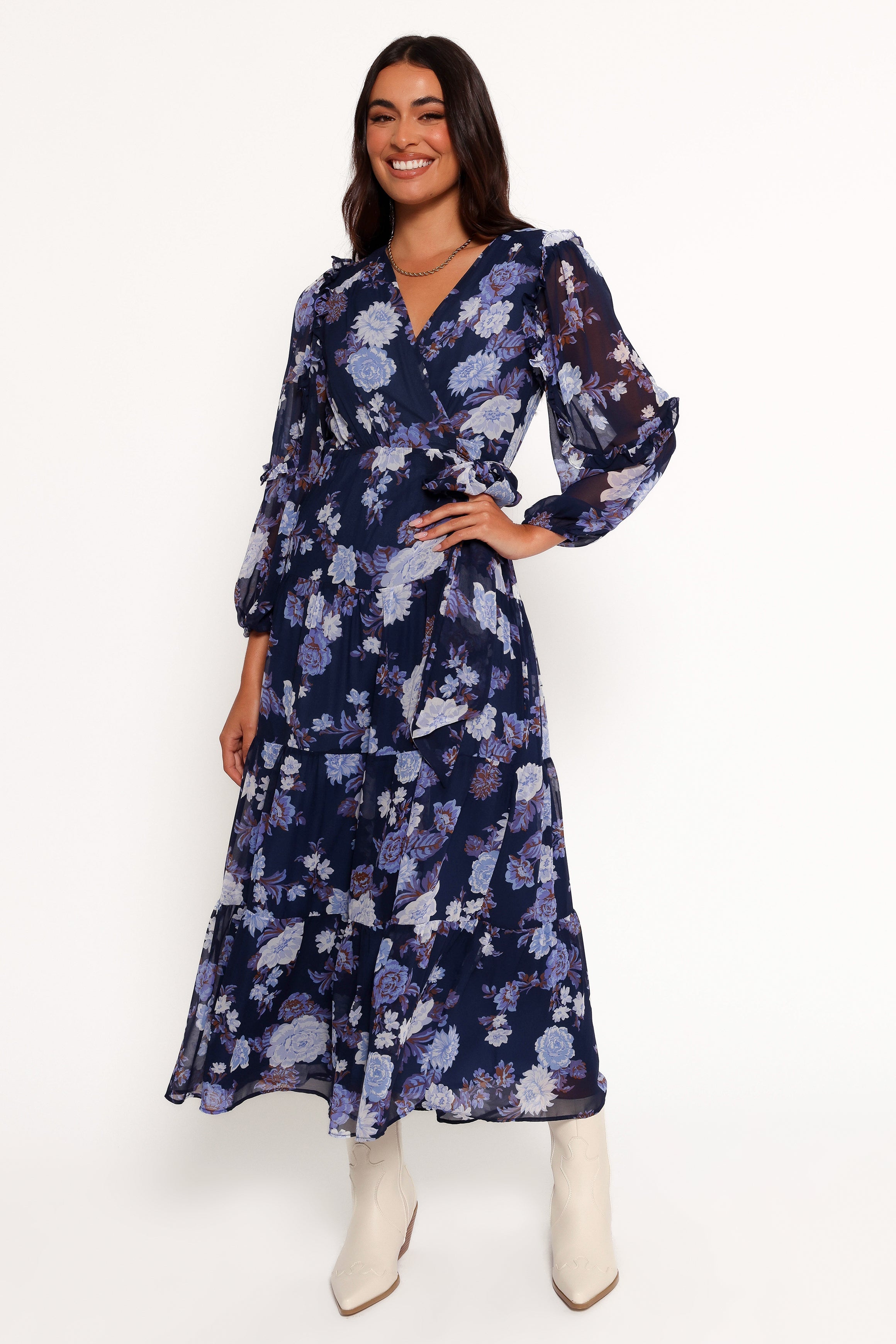 Korina Long Sleeve Maxi Dress - Vintage Blues