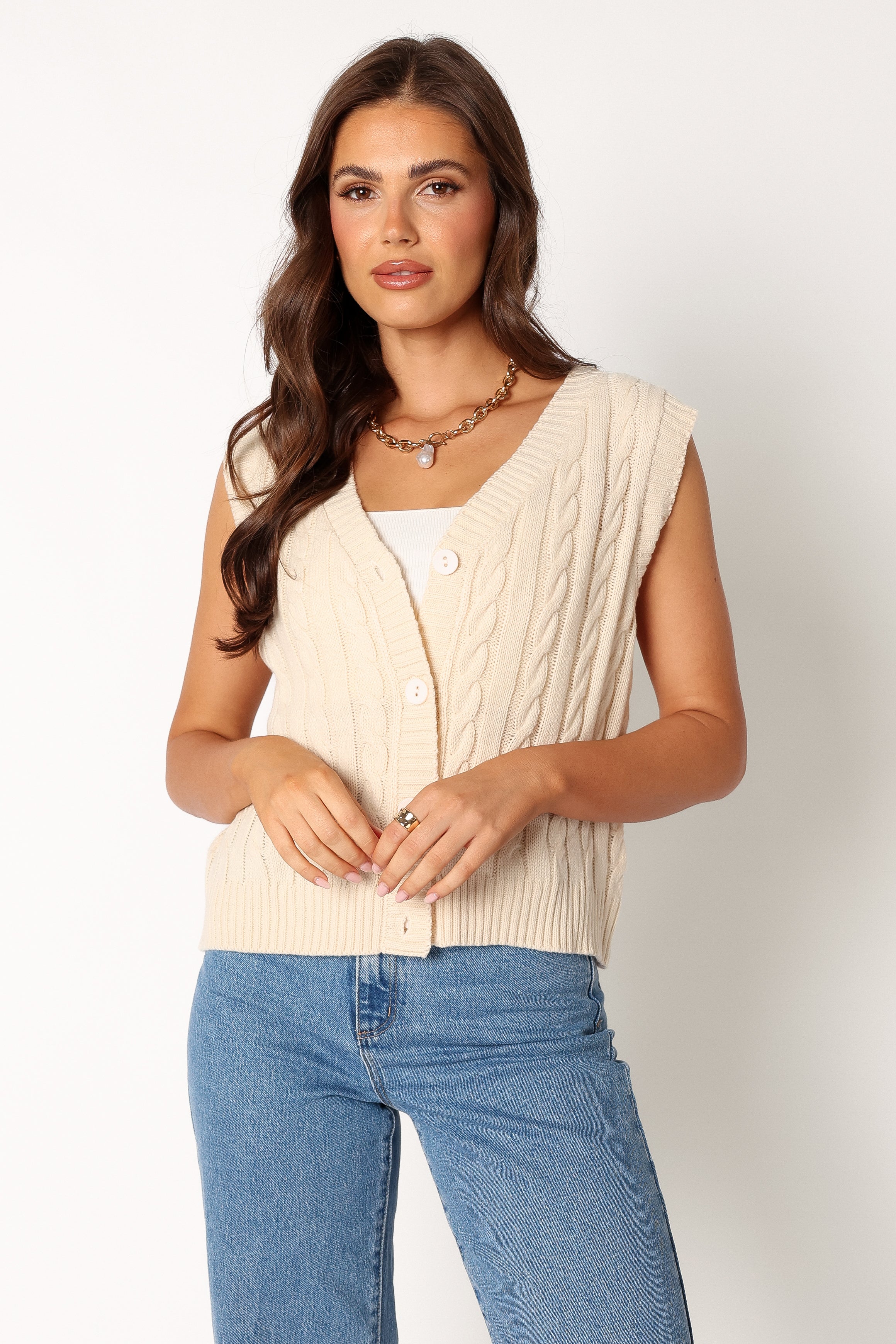 Kyle Knit Vest - Cream