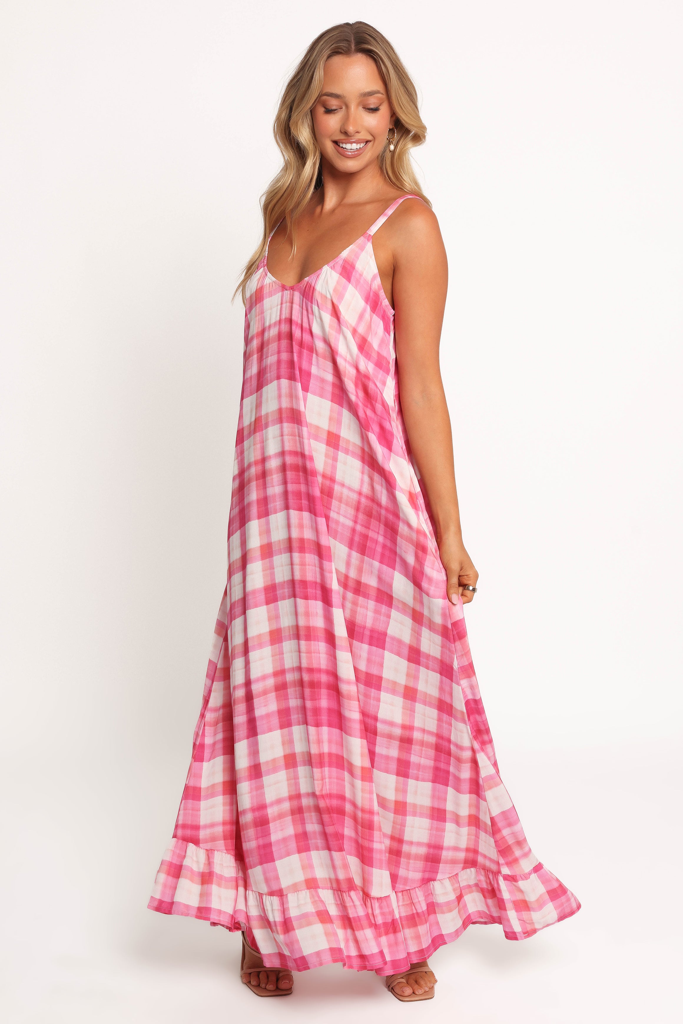 Perle Maxi Dress - Pink Check