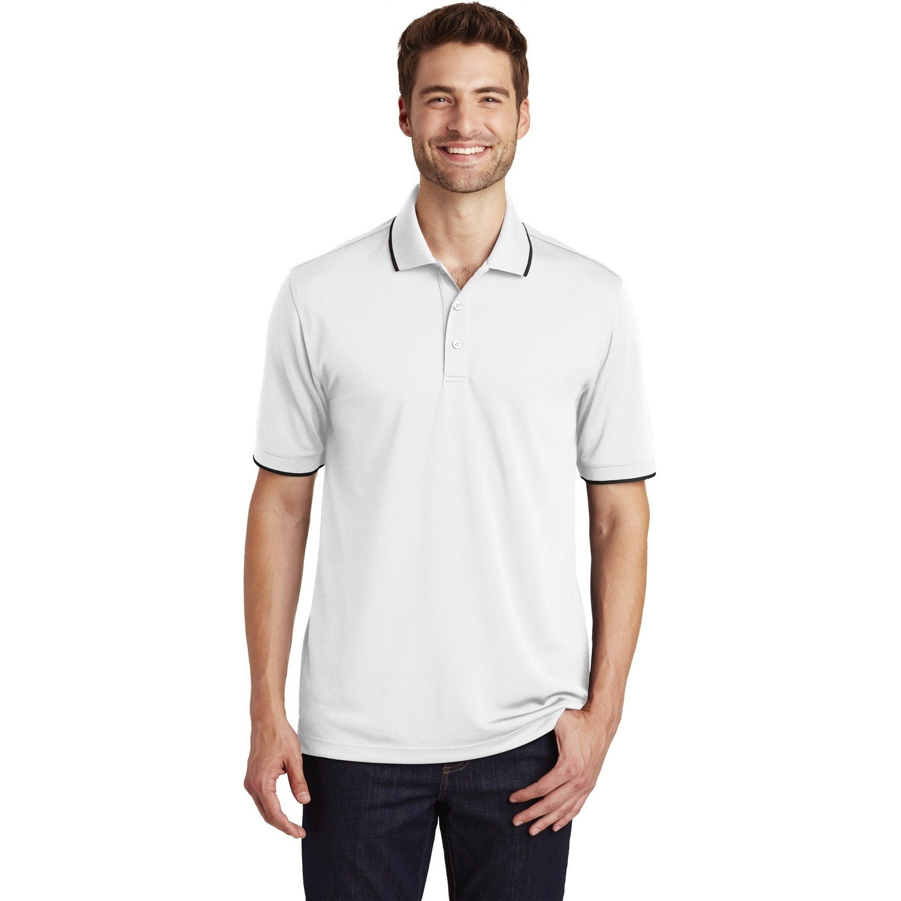 CLOSEOUT - Port Authority Dry Zone UV Micro-Mesh Tipped Polo