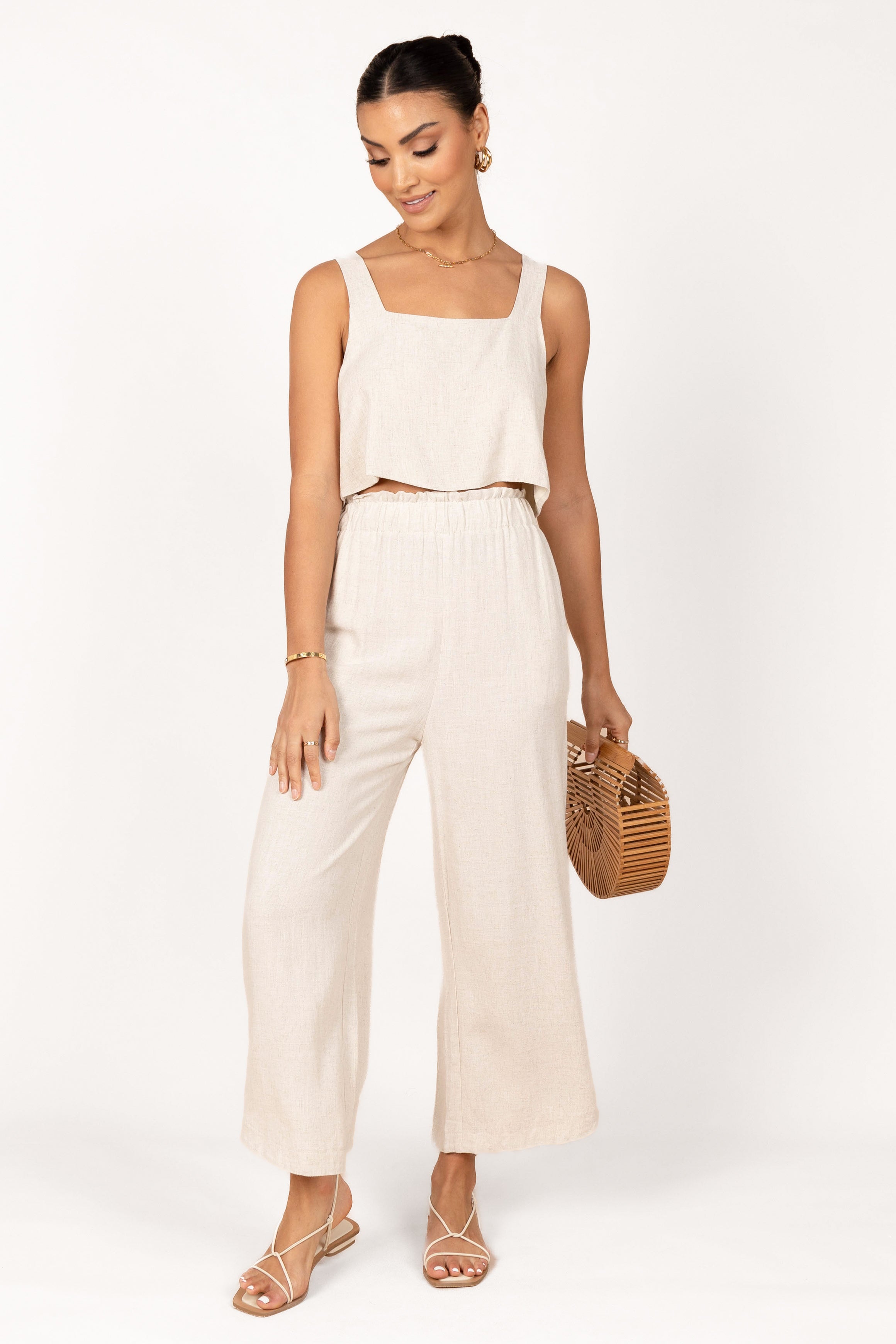 Eleanor High Waisted Pants - Beige