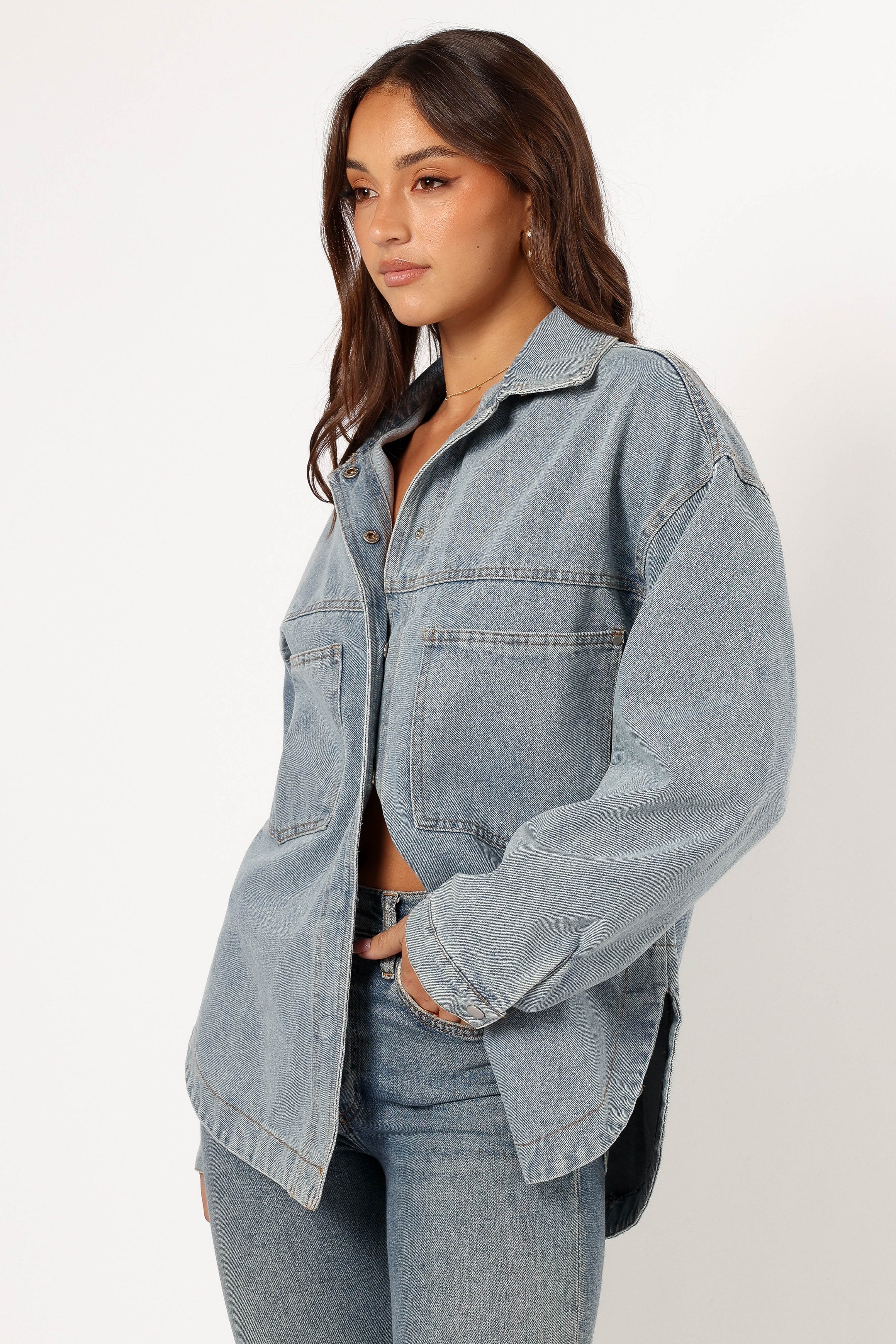 Cassie Oversized Denim Shacket - Blue