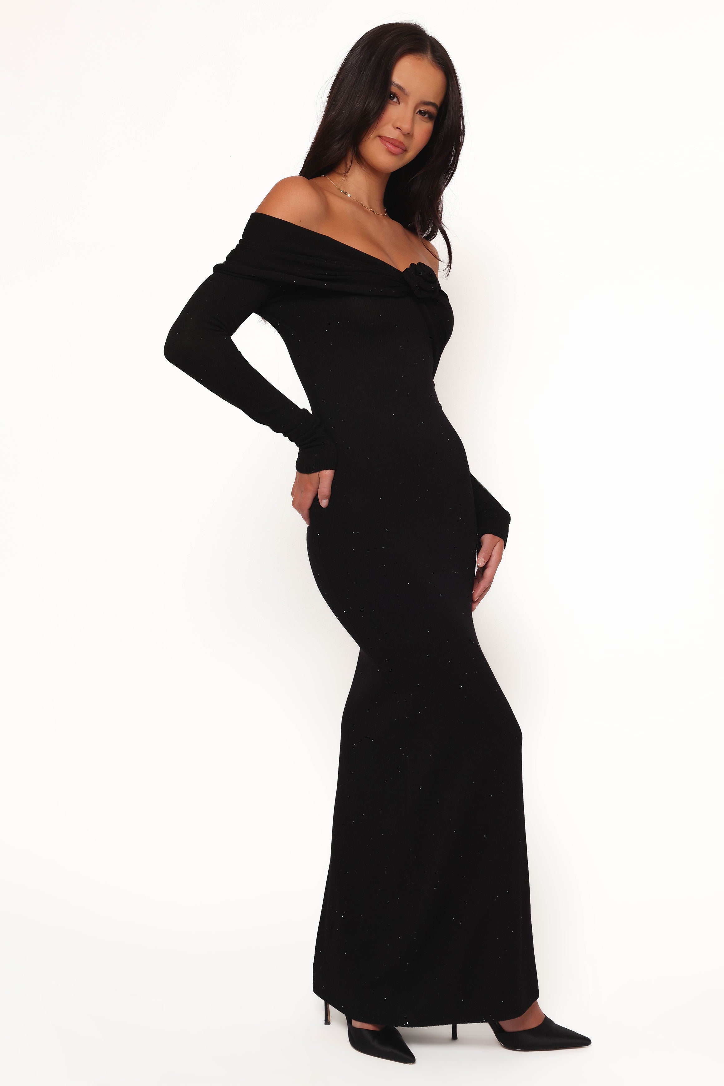 Pennie Maxi Dress - Black Sequin Knit