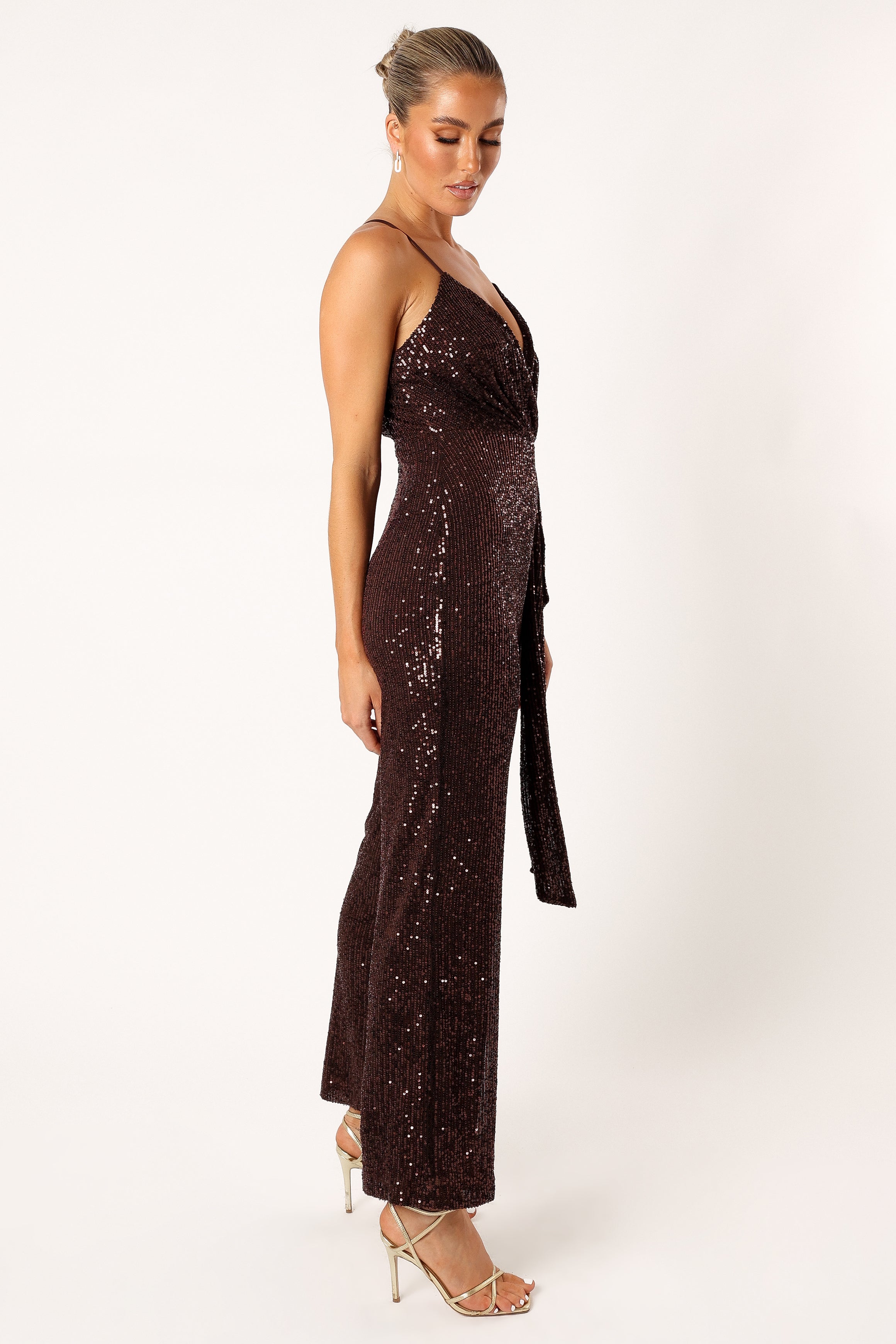 Monique Sequin Jumpsuit - Brown