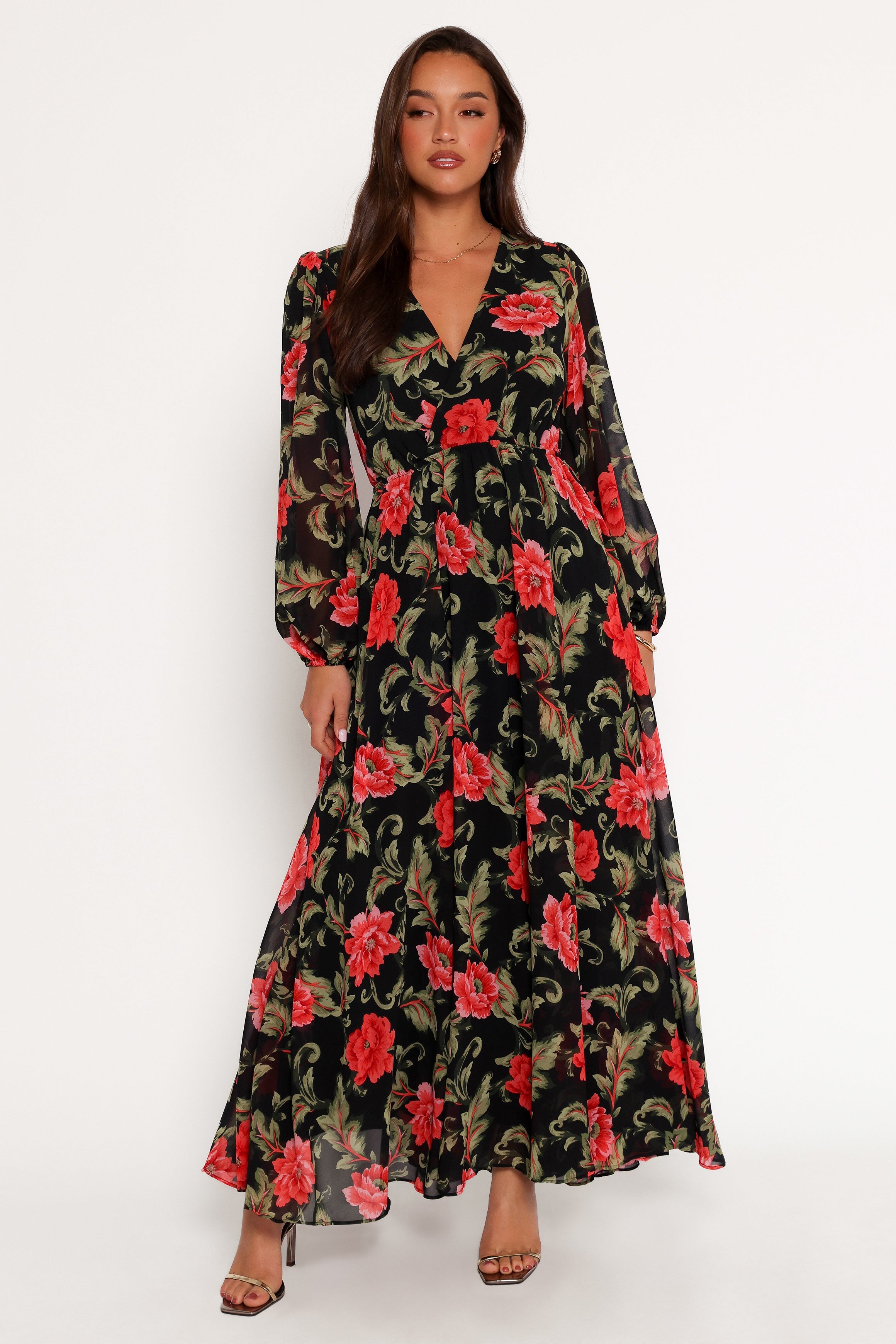 Anisa Maxi Dress - Black Floral