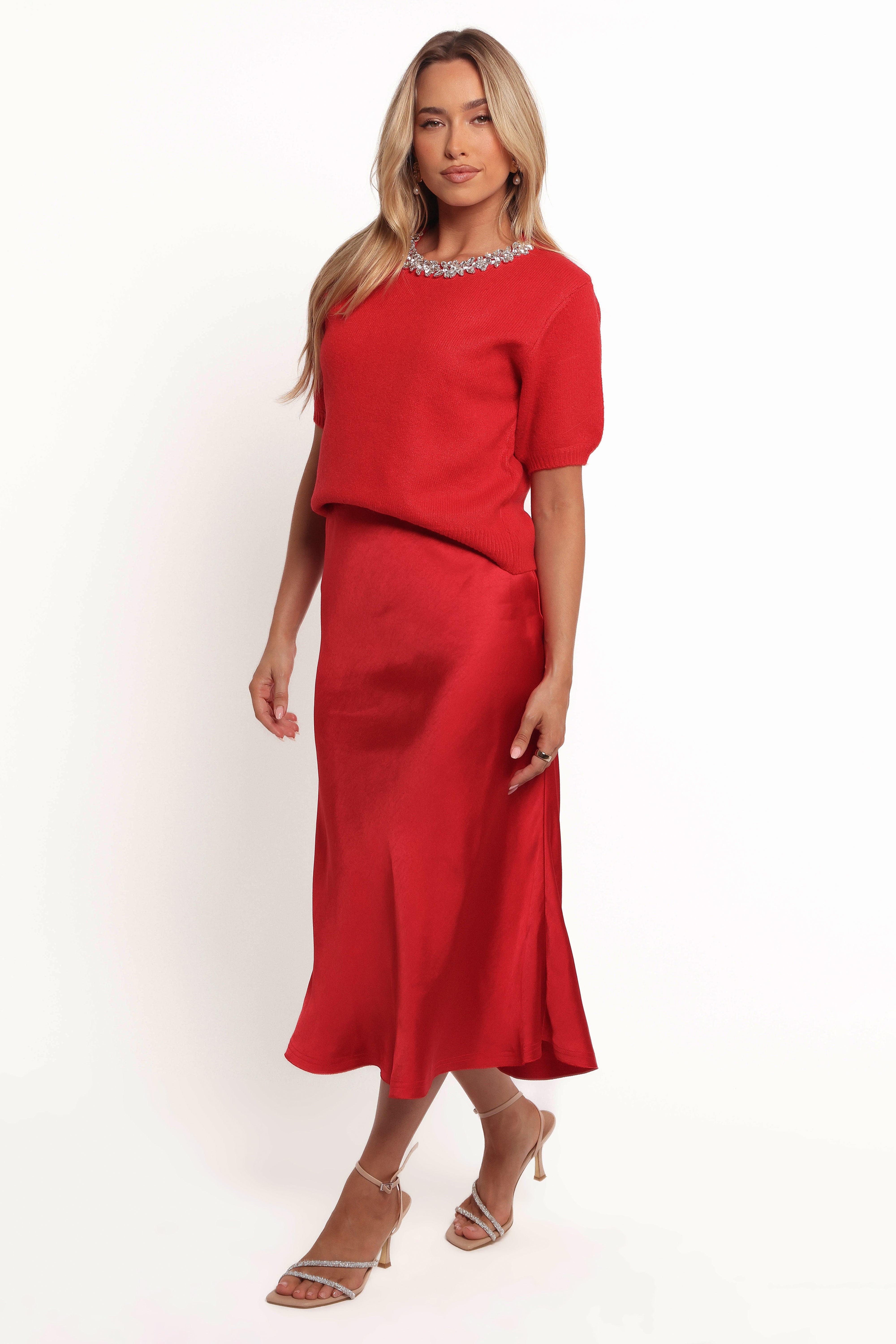 Karla Midi Skirt - Red