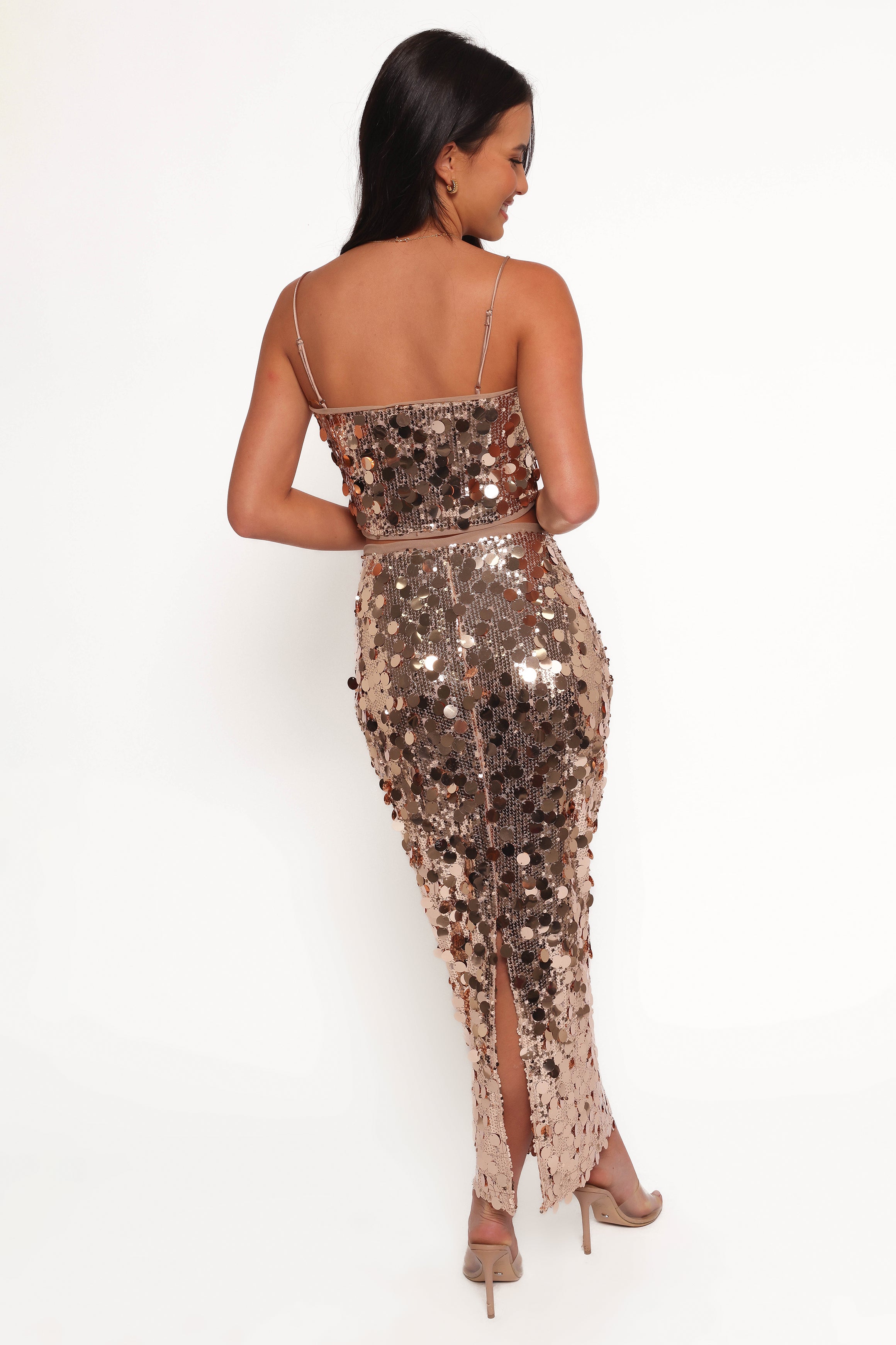 Hulu Sequin Skirt Set - Rose Gold