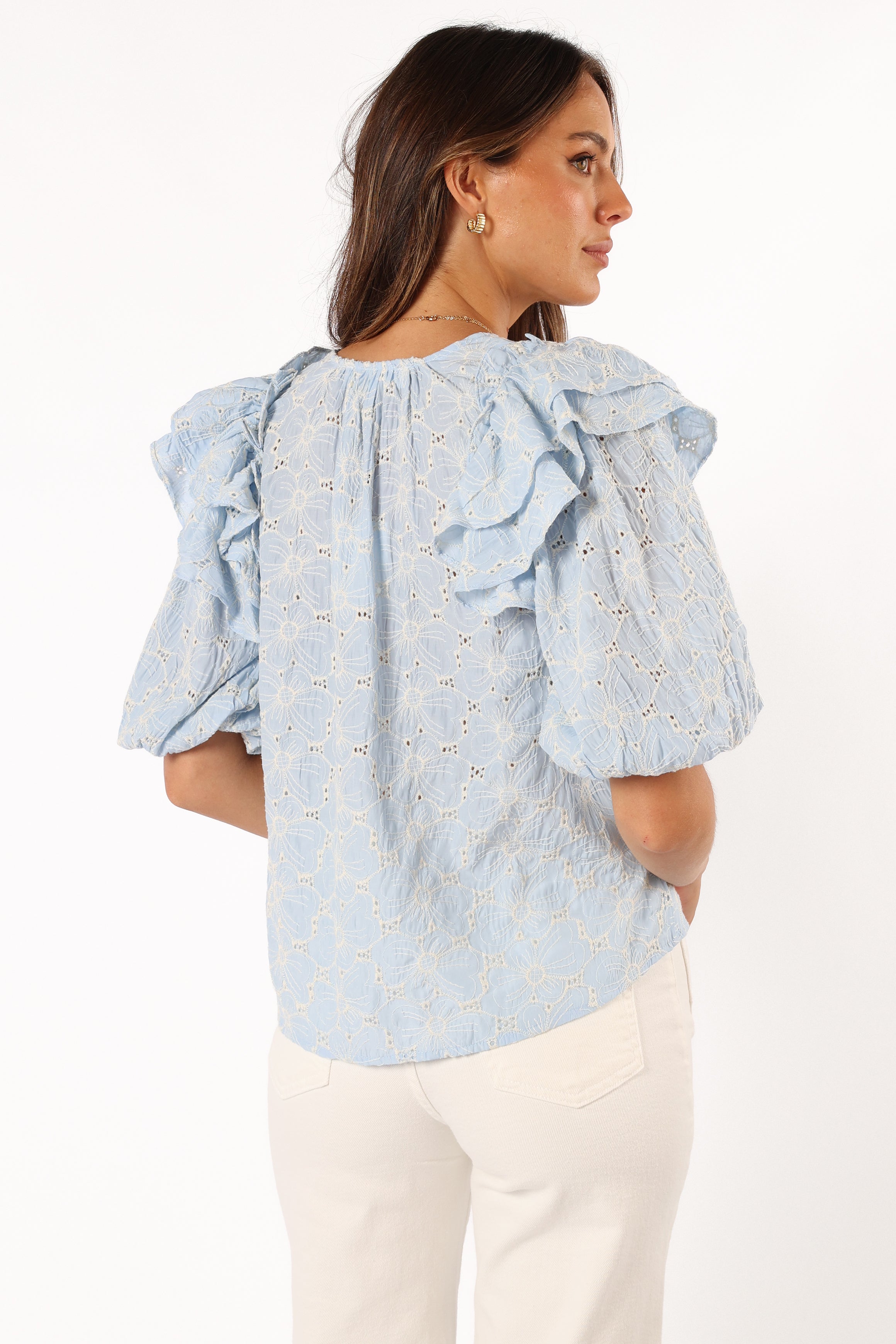 Iris Ruffled Top - Blue