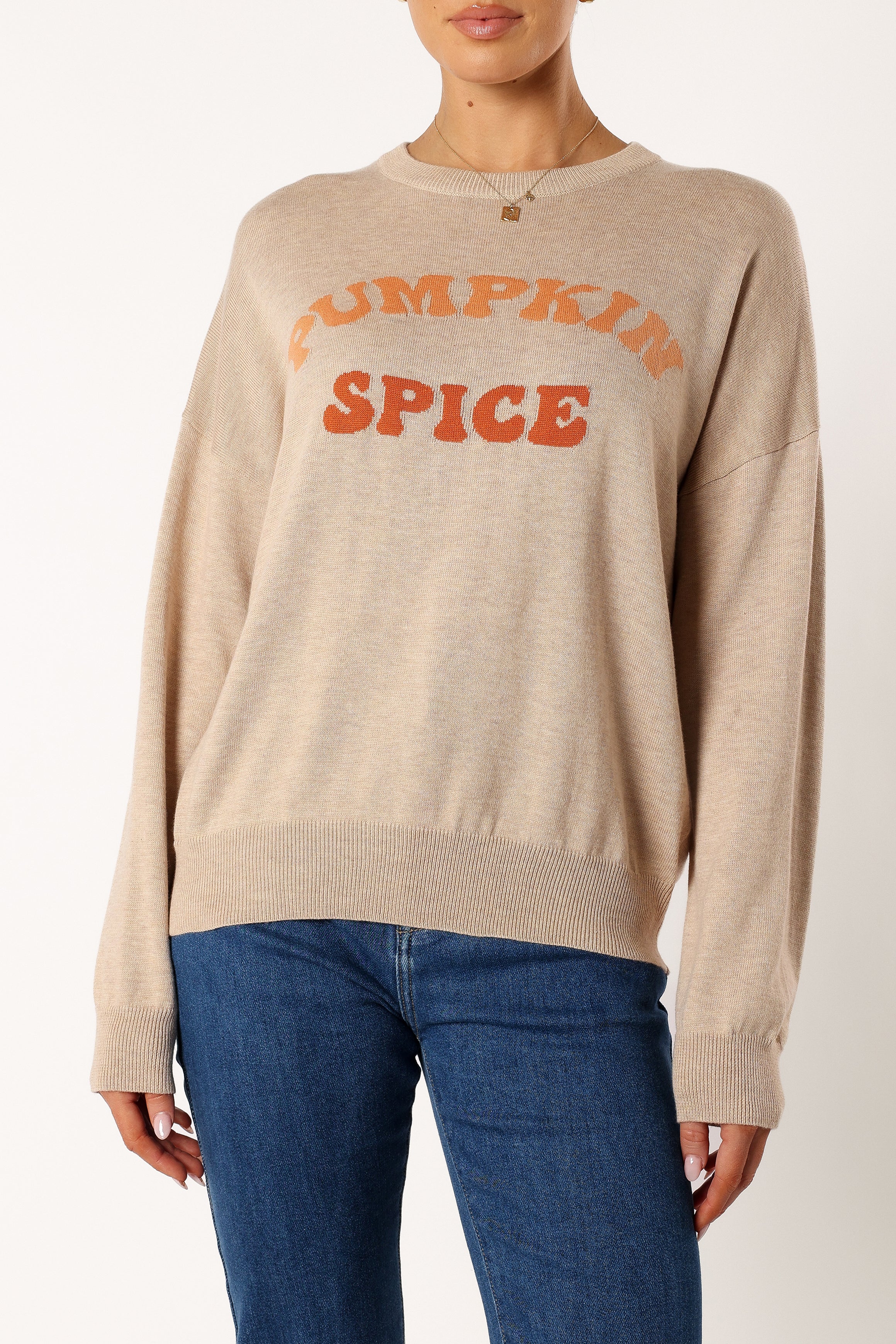 Pumpkin Spice Knit Sweater - Oatmeal