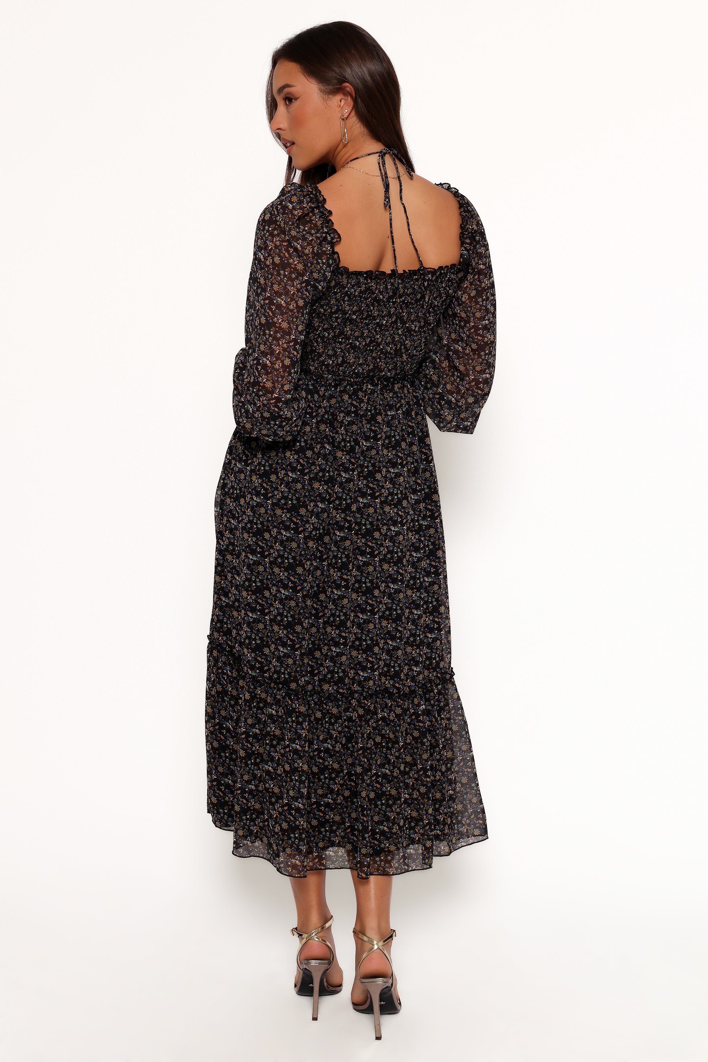 Keziah Long Sleeve Maxi Dress - Navy Ditsy Floral