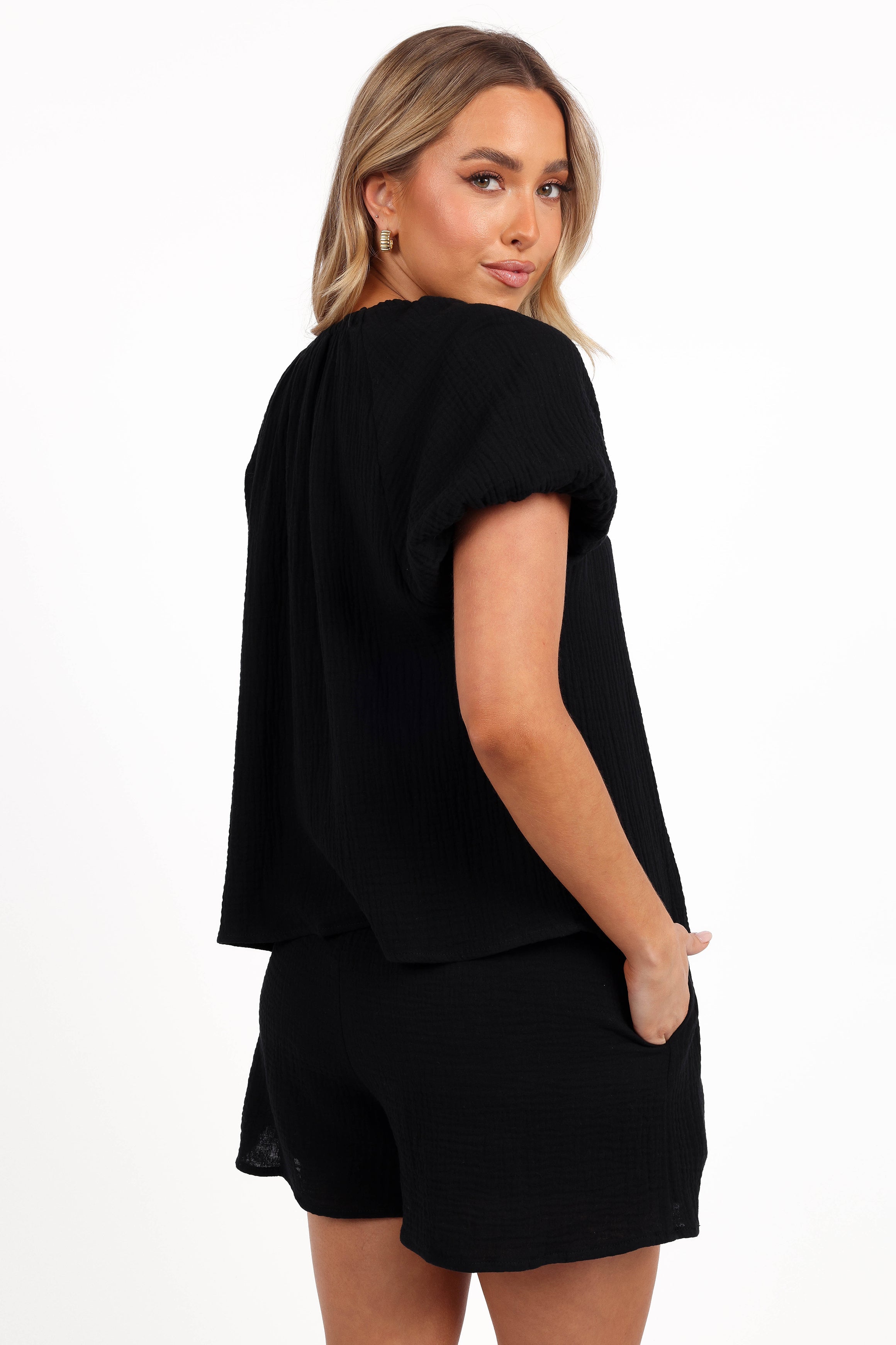 Bonnie Short Sleeve Top - Black