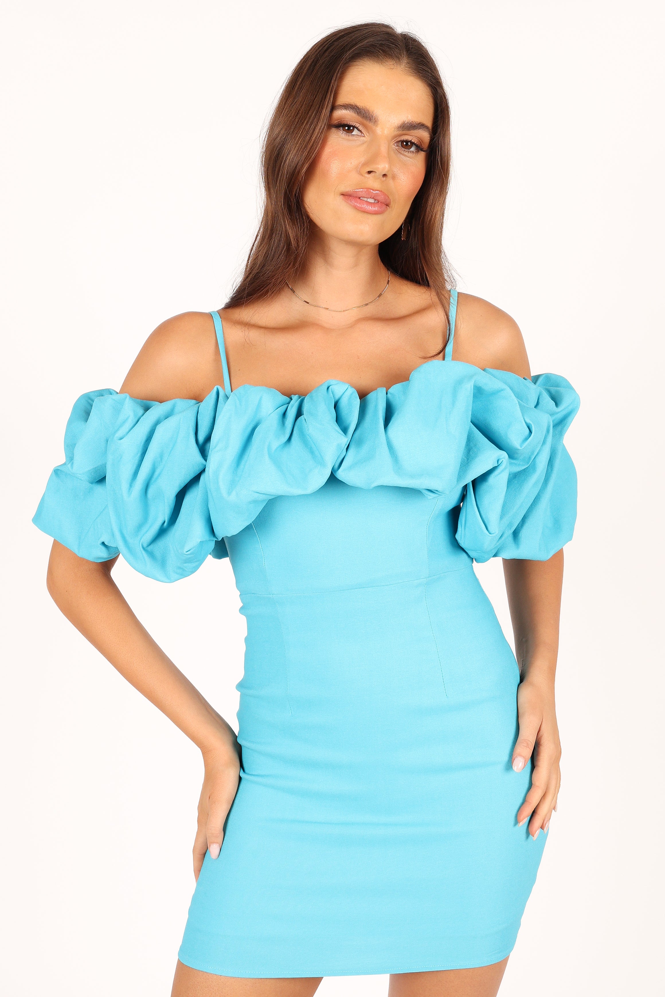 Sia Ruffle Mini Dress - Aqua