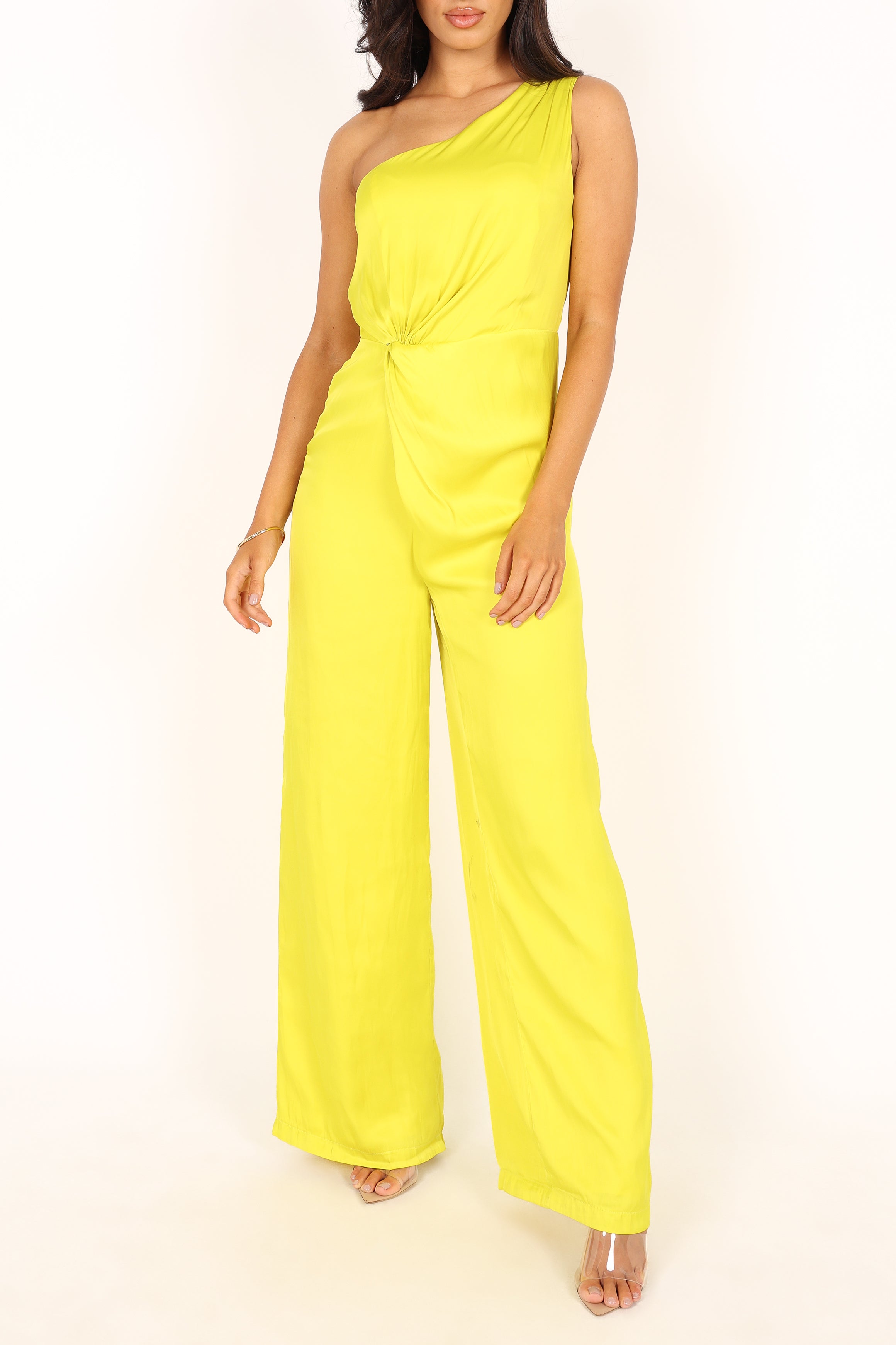 Isabel One Shoulder Jumpsuit - Lime