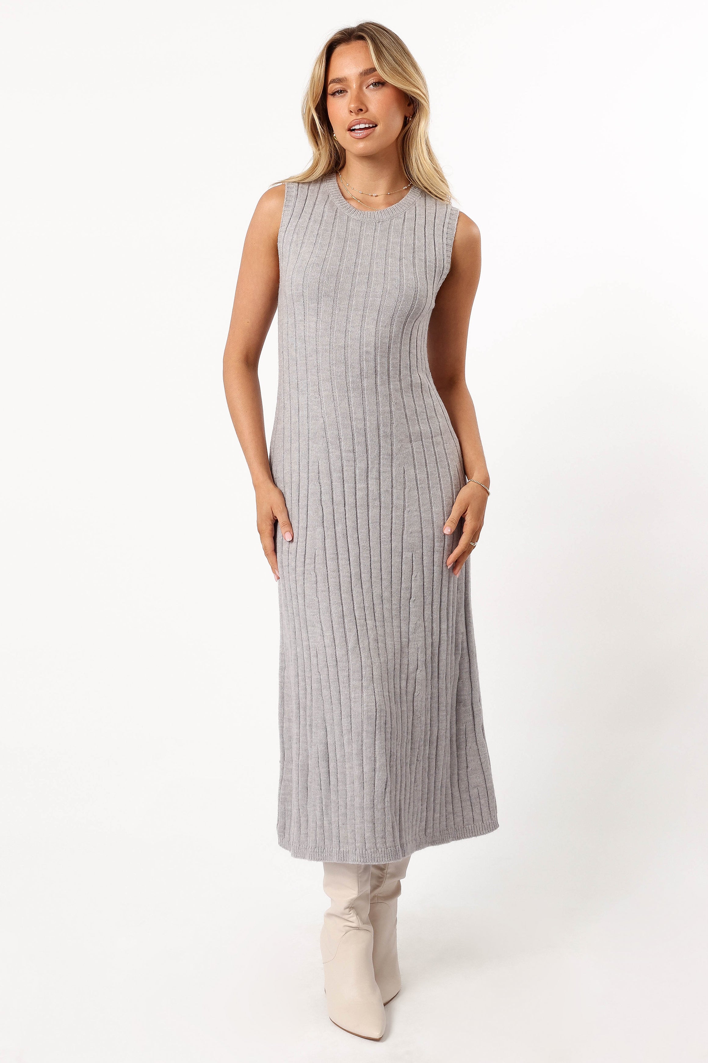 Kellie Knit Midi Dress - Grey