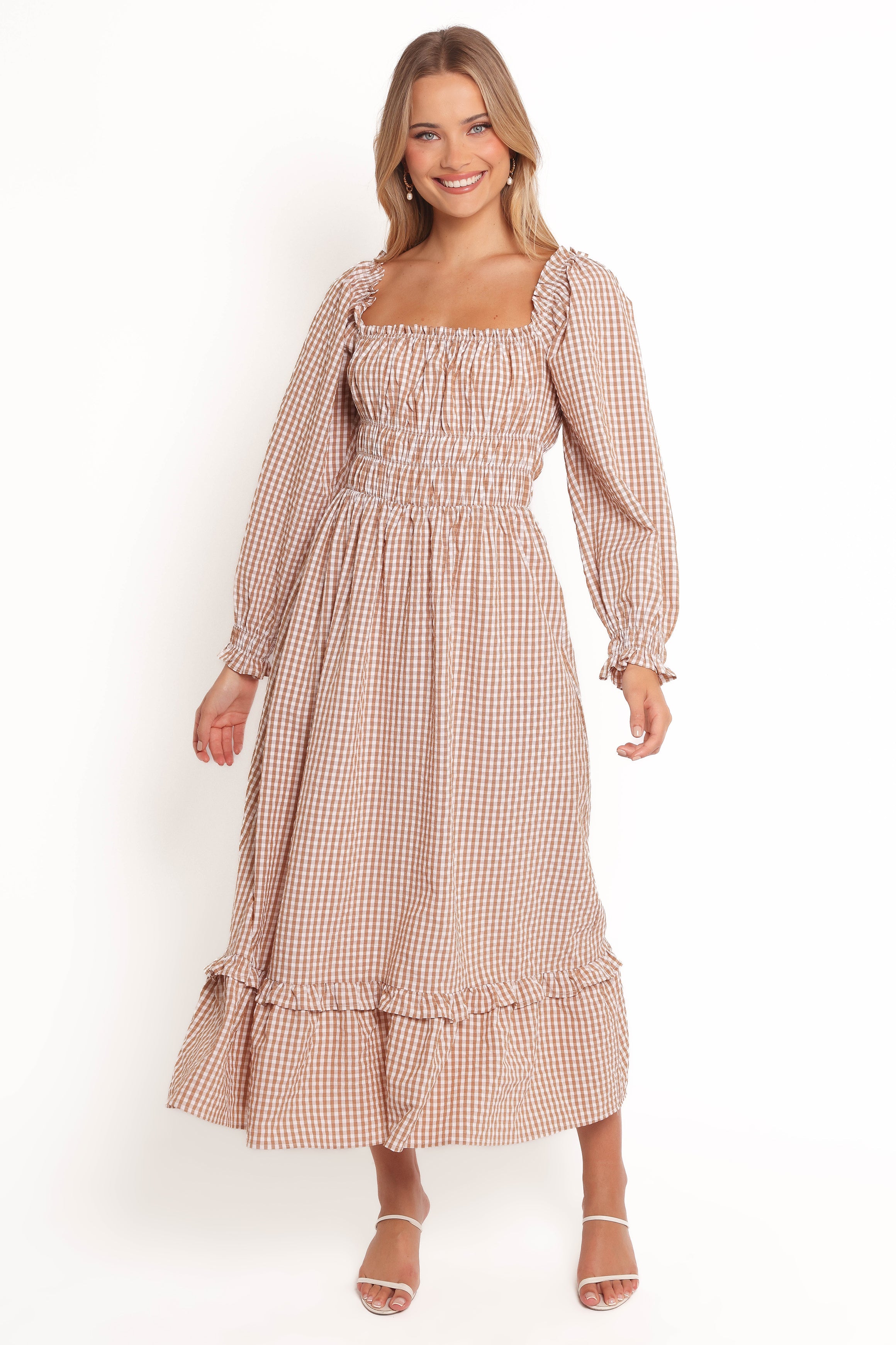 Torrie Maxi Dress - Brown Check