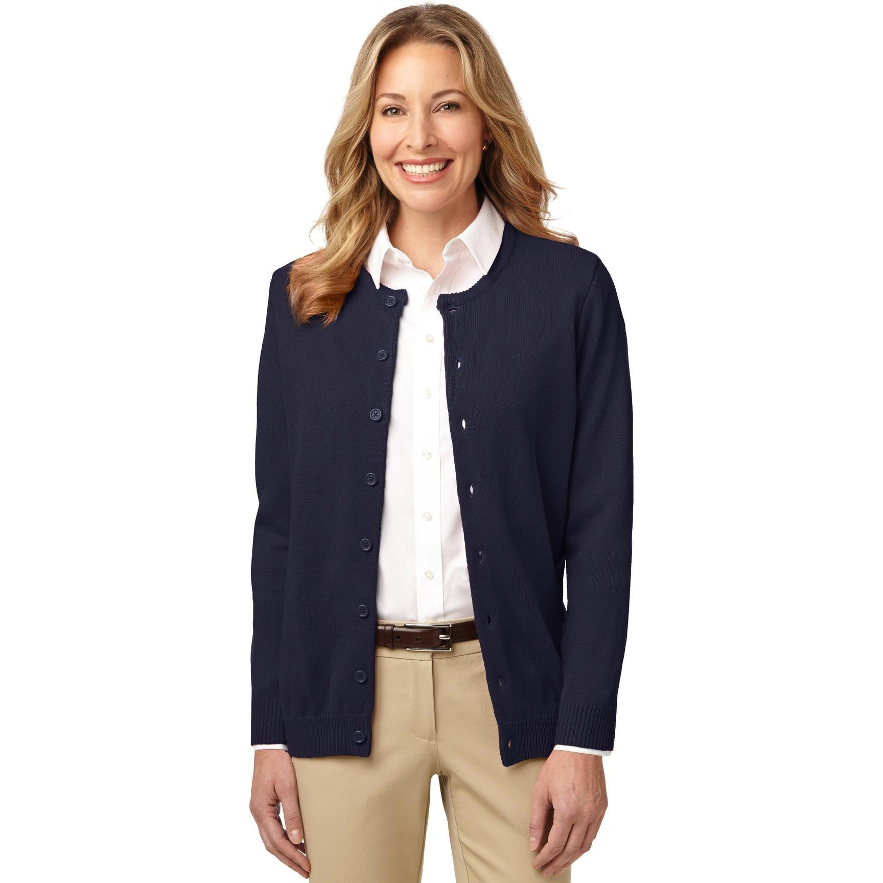 CLOSEOUT - Port Authority Ladies Value Jewel-Neck Cardigan Sweater