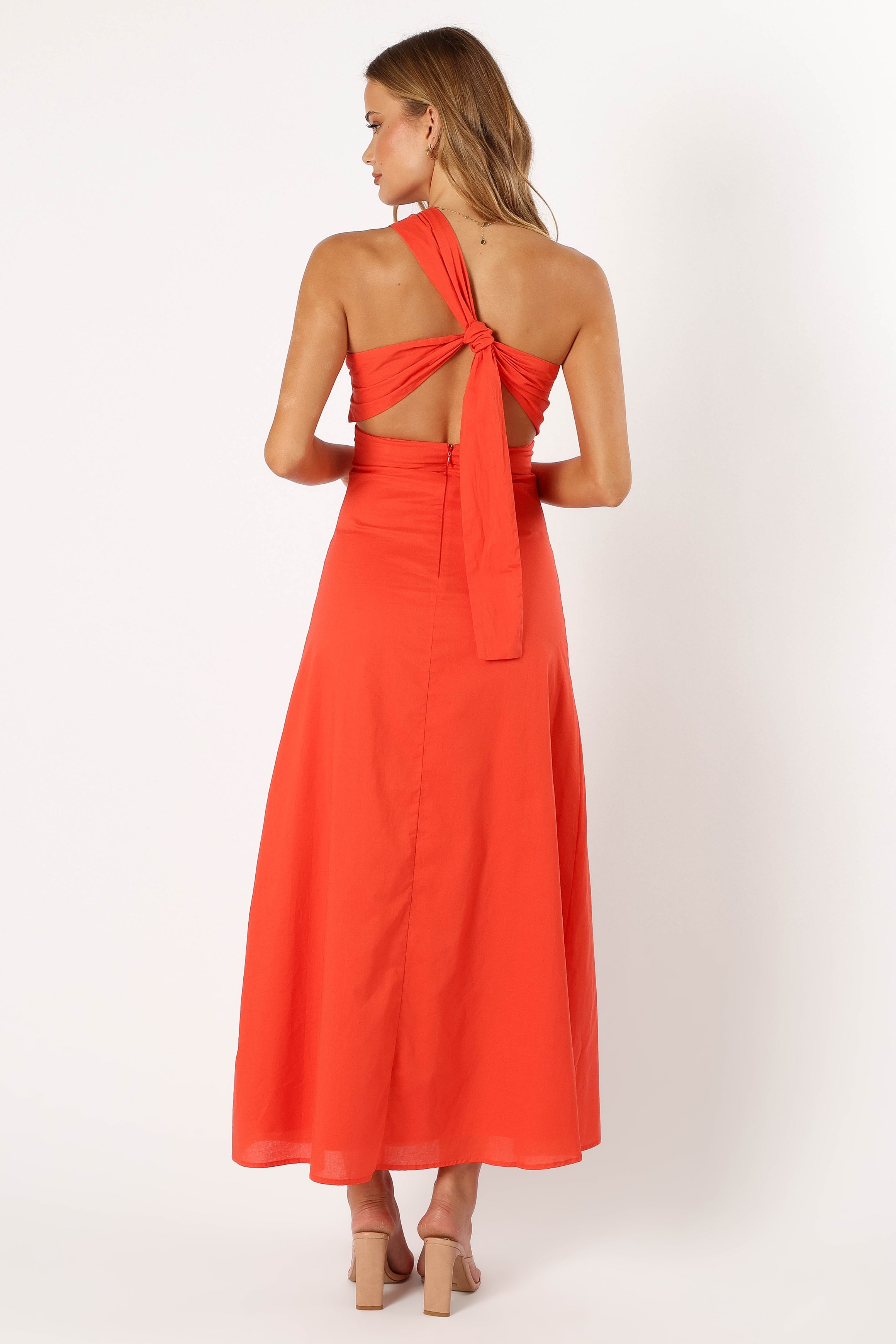 Luna One Shoulder Maxi Dress - Tangerine